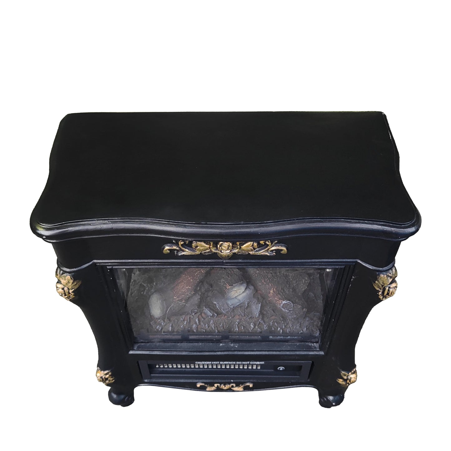 FESTIVO FFP25171 18.9" GRC Electric Stove Heater with Faux Log-Black & Gold