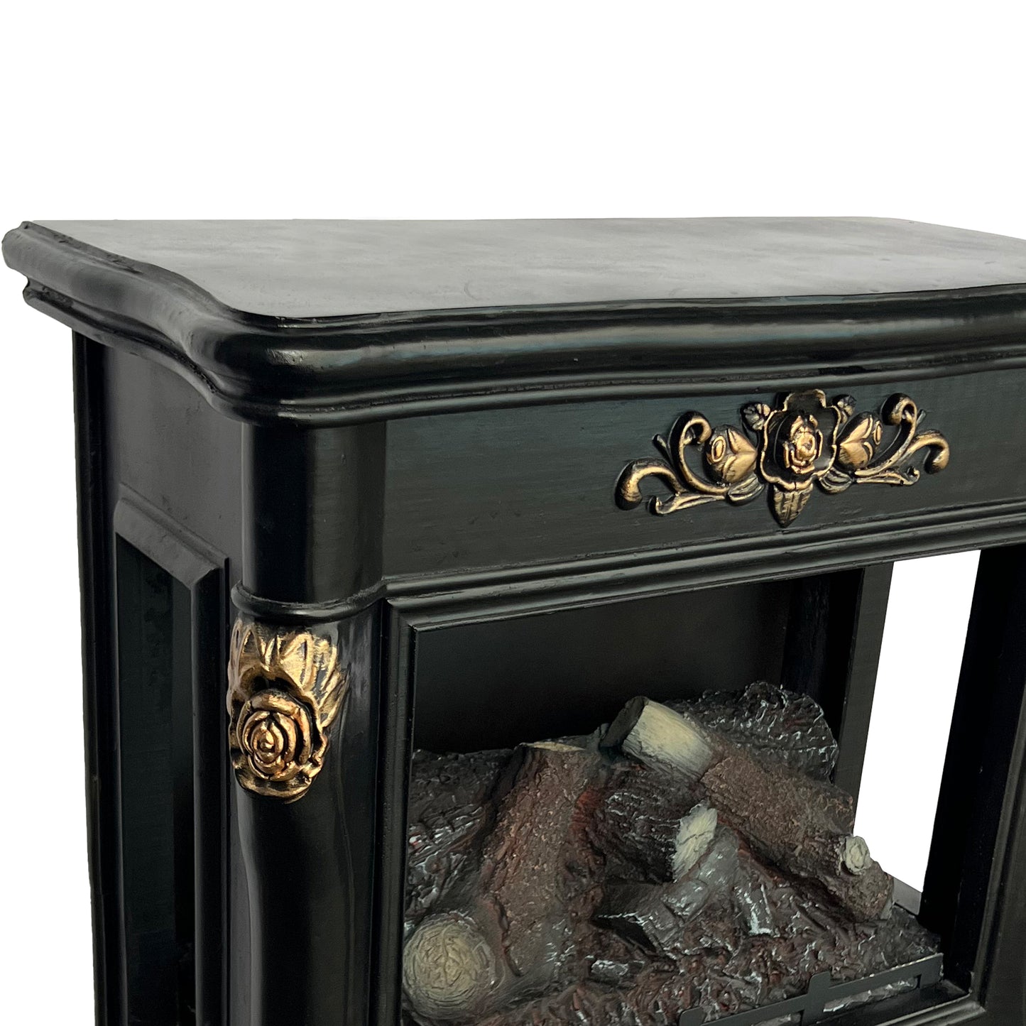 FESTIVO FFP25171 18.9" GRC Electric Stove Heater with Faux Log-Black & Gold