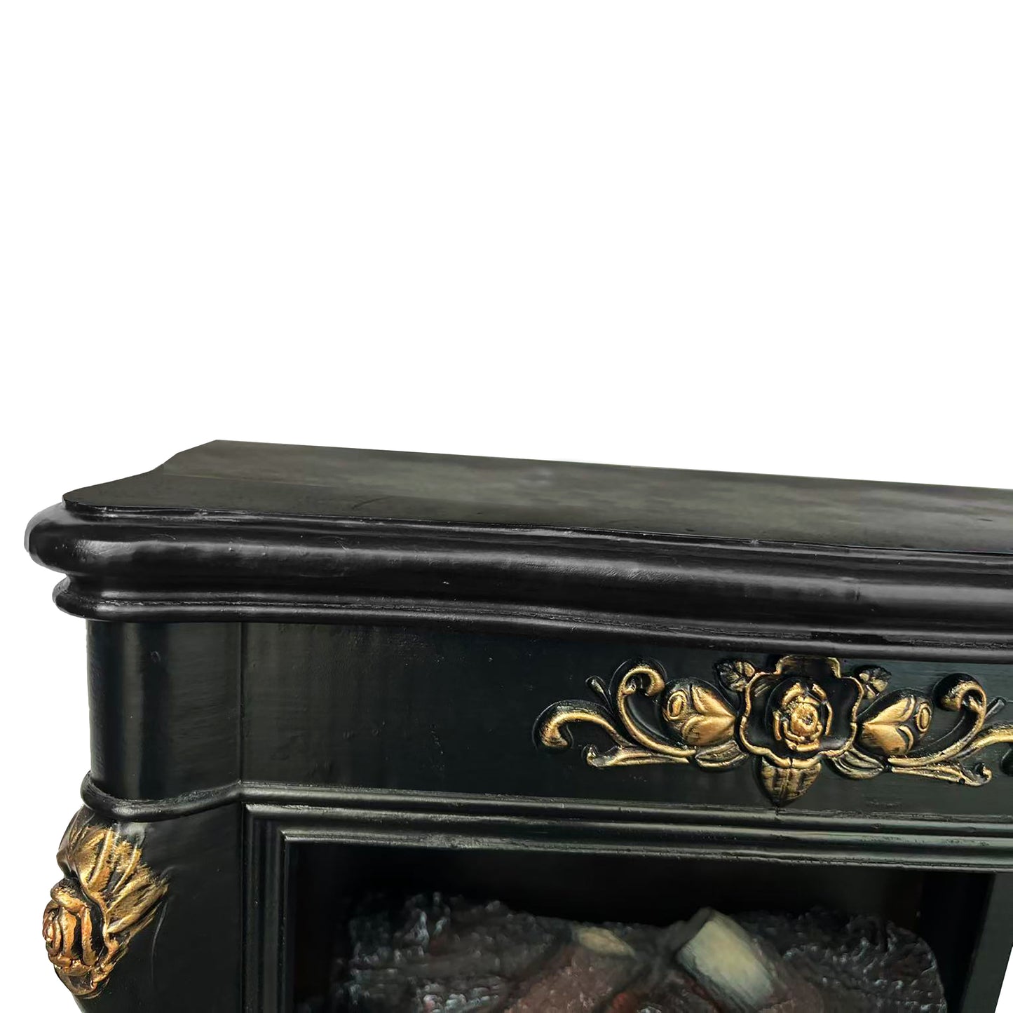 FESTIVO FFP25171 18.9" GRC Electric Stove Heater with Faux Log-Black & Gold