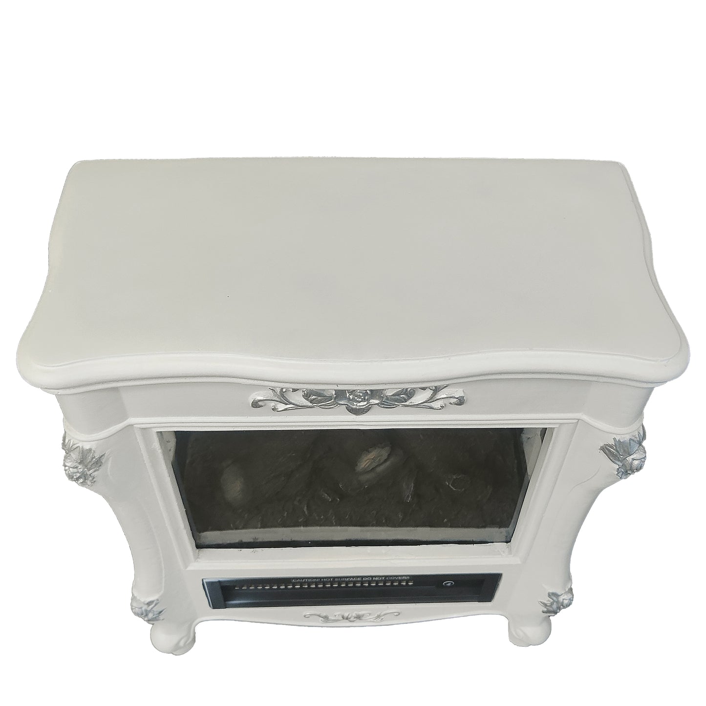 FESTIVO FFP25172 18.9" GRC Electric Stove Heater with Faux Log-White & Silver
