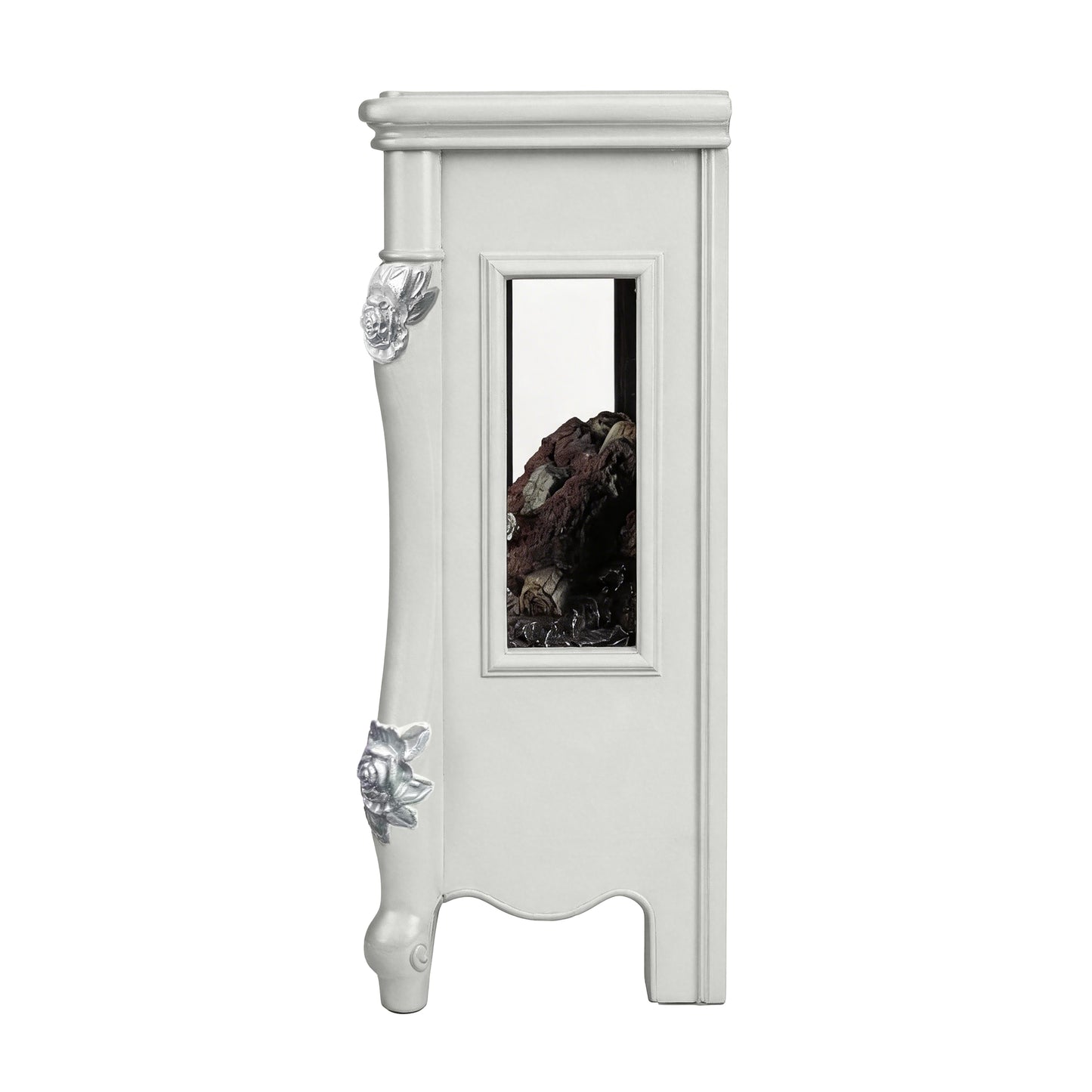 FESTIVO FFP25172 18.9" GRC Electric Stove Heater with Faux Log-White & Silver