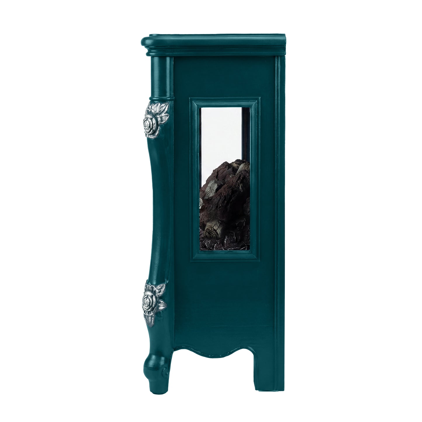 FESTIVO FFP25173 18.9" GRC Electric Stove Heater with Faux Log-Teal & Silver