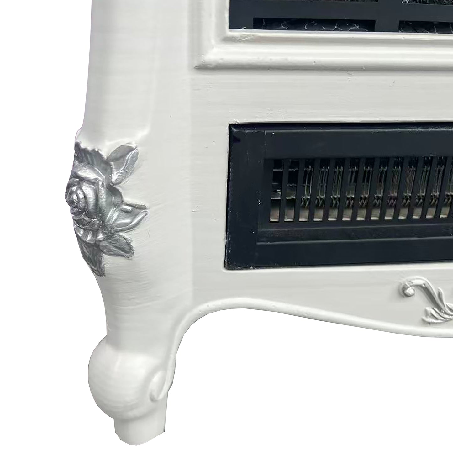 FESTIVO FFP25172 18.9" GRC Electric Stove Heater with Faux Log-White & Silver