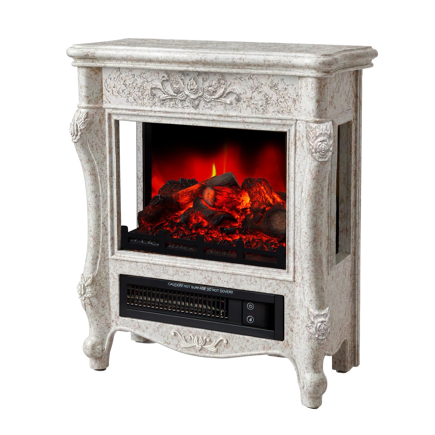 FESTIVO  FFP25175 18.9" GRC Electric Stove Heater with Faux Log-White Marble