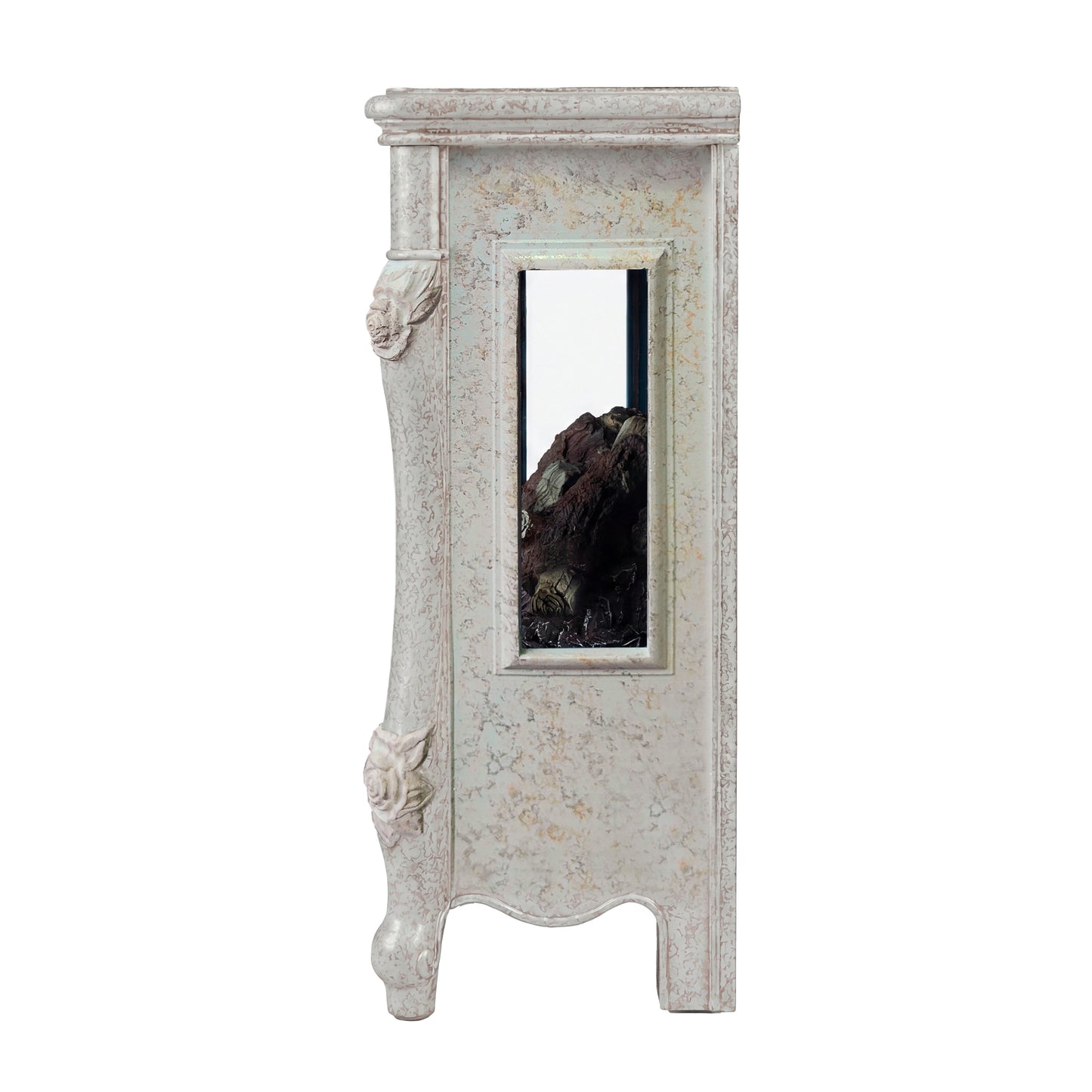 FESTIVO  FFP25175 18.9" GRC Electric Stove Heater with Faux Log-White Marble