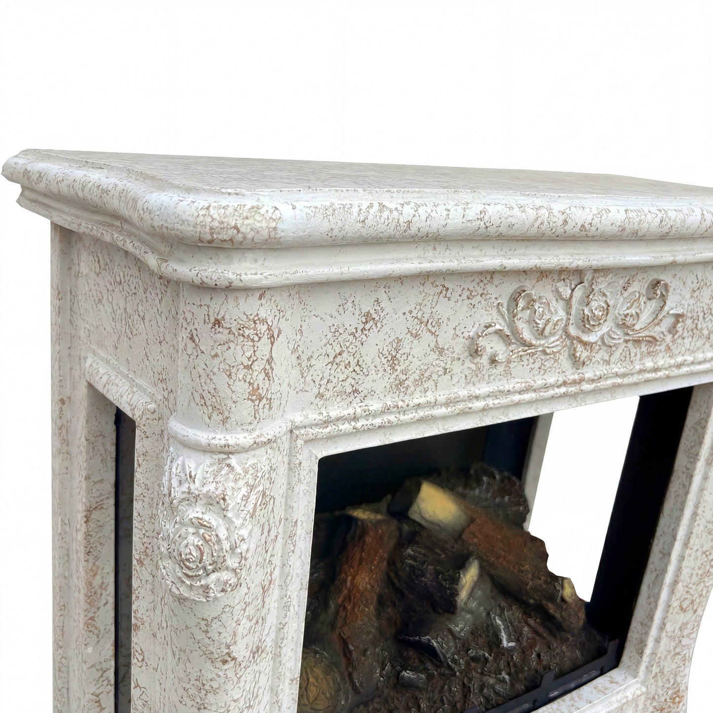 FESTIVO  FFP25175 18.9" GRC Electric Stove Heater with Faux Log-White Marble
