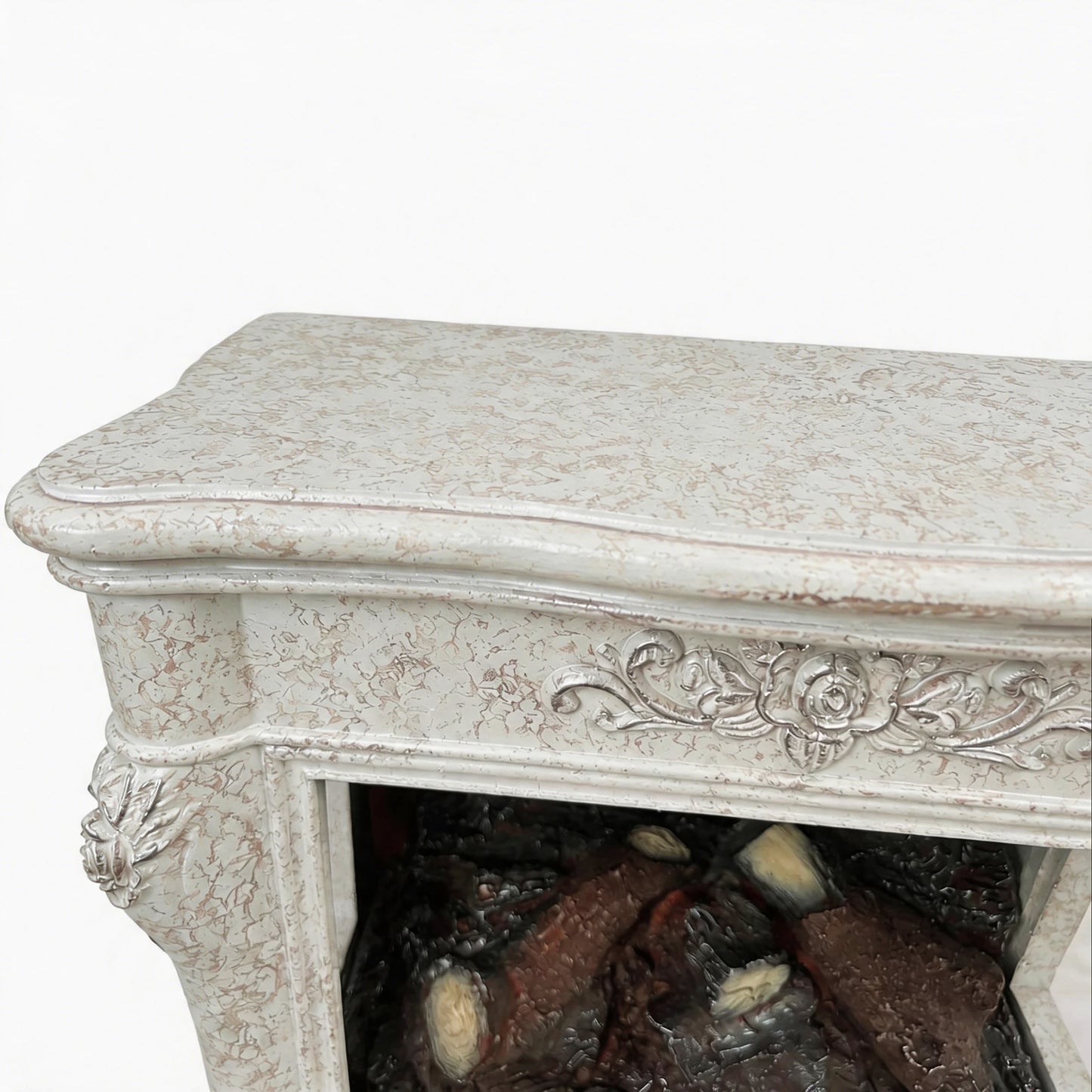 FESTIVO  FFP25175 18.9" GRC Electric Stove Heater with Faux Log-White Marble