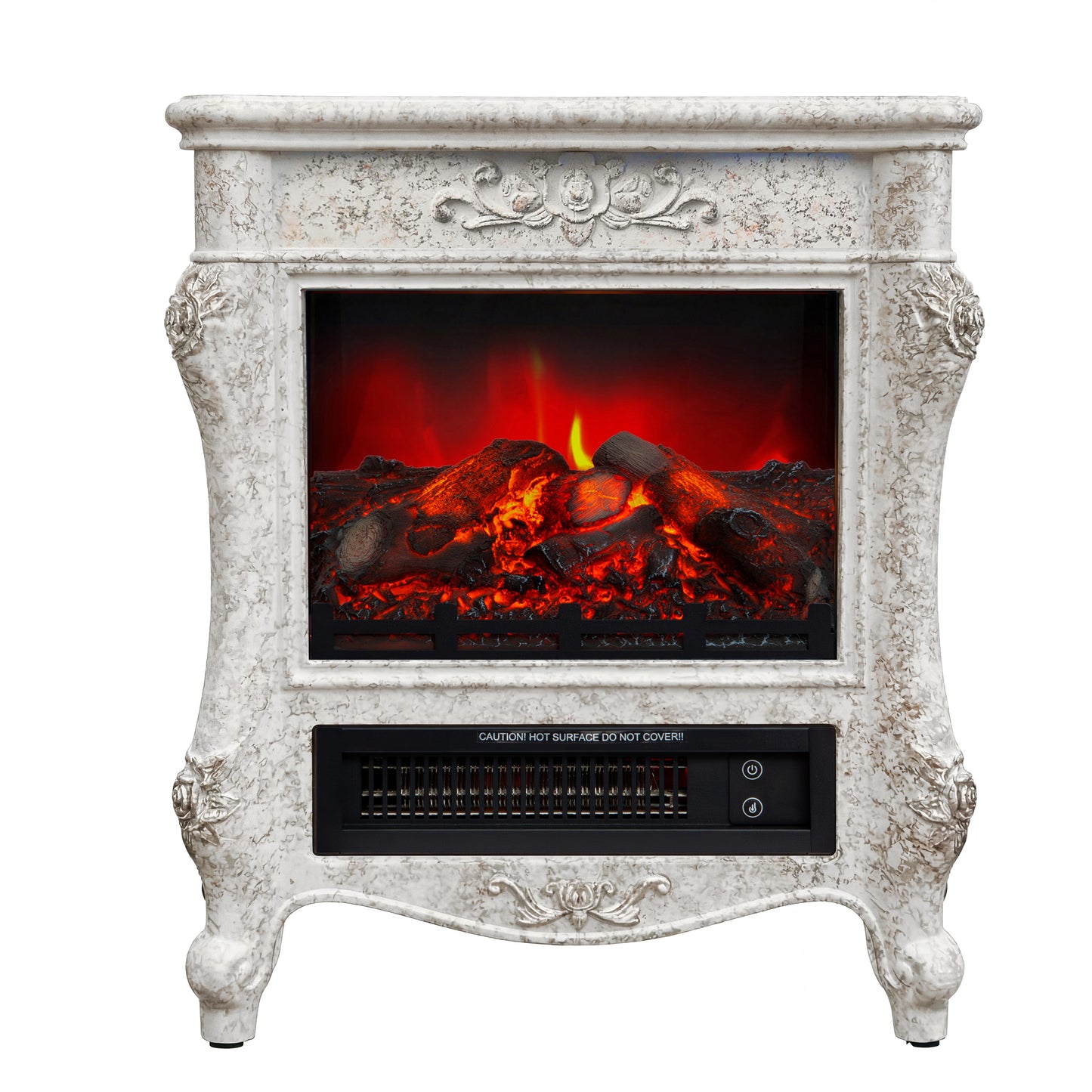 FESTIVO  FFP25175 18.9" GRC Electric Stove Heater with Faux Log-White Marble
