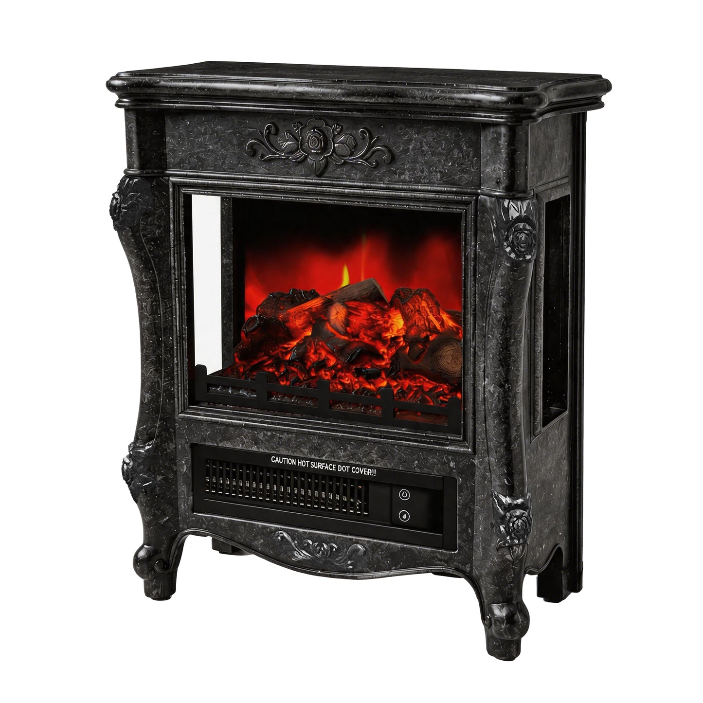 FESTIVO   FFP25176 18.9" GRC Electric Stove Heater with Faux Log-Black Marble