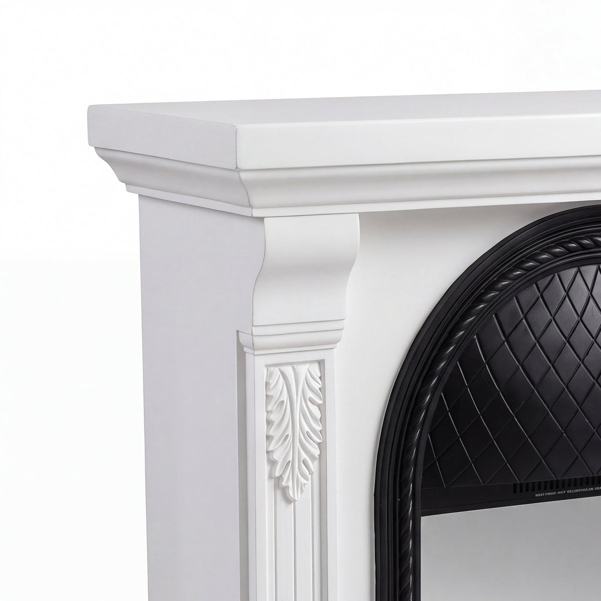 Festivo FFP26091 38.58" Stone Column MGO Electric Fireplace Mantel with 20" Black Arched Insert, Realistic Log & Flame Effect, Remote Control & Timer, White