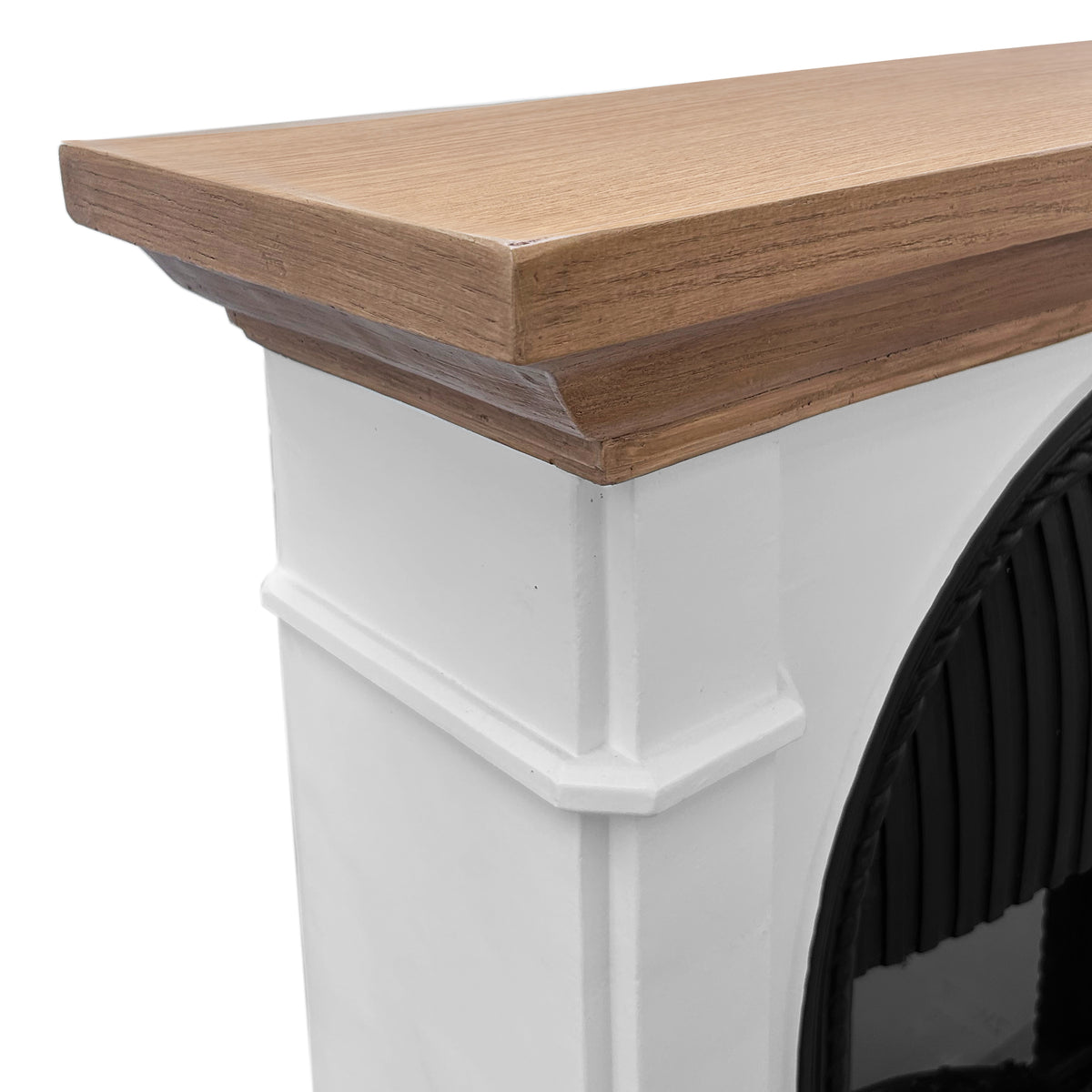 Festivo FFP26101 38.58" Stone Column MGO Electric Fireplace Mantel with 20" Black Arched Insert, Realistic Log & Flame Effect, Remote Control & Timer, White Oak
