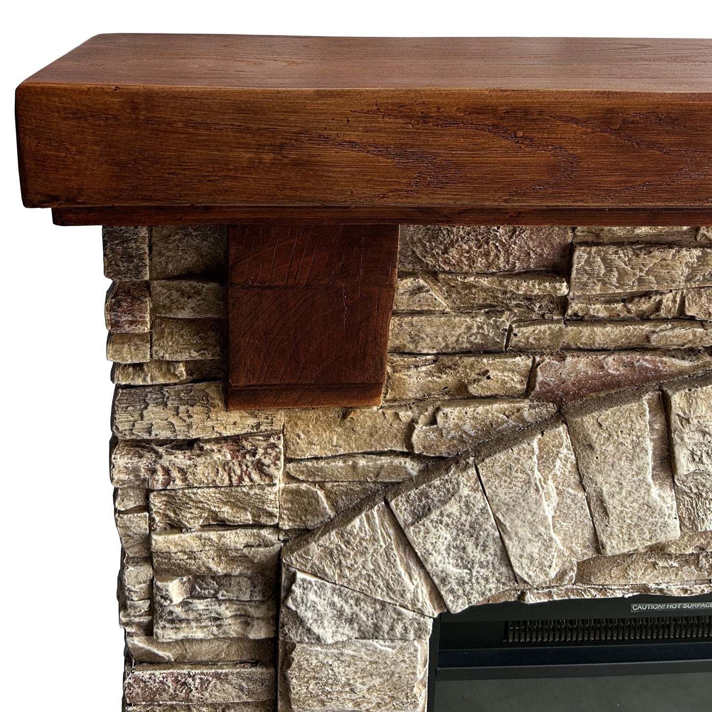 Festivo FFP26122 45" Electric Fireplace Mantel with Faux Brick-Rustic Stone & Oak