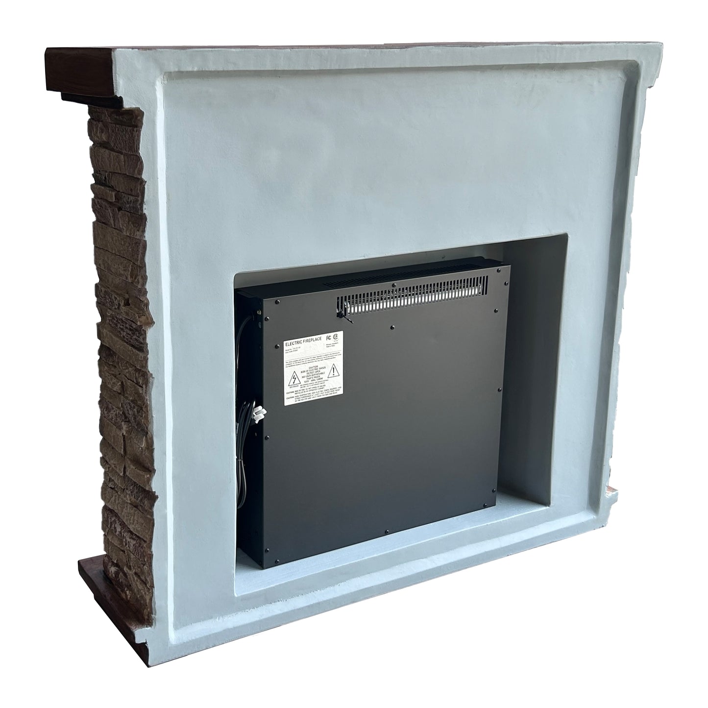 Festivo FFP26122 45" Electric Fireplace Mantel with Faux Brick-Rustic Stone & Oak