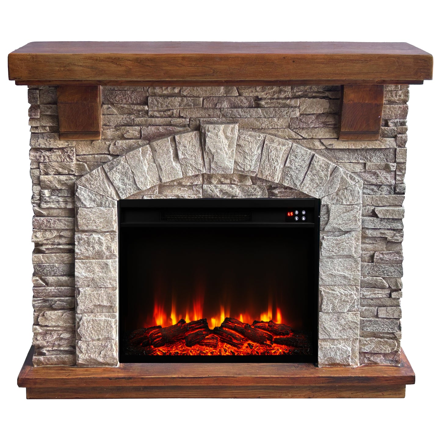 Festivo FFP26122 45" Electric Fireplace Mantel with Faux Brick-Rustic Stone & Oak