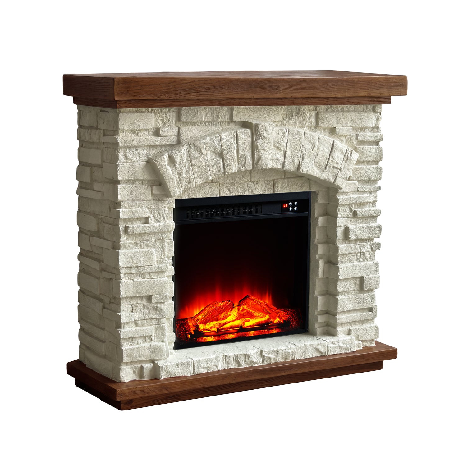 Festivo FFP26142 36" Electric Fireplace Mantel with Faux Brick-White Stone & Oak