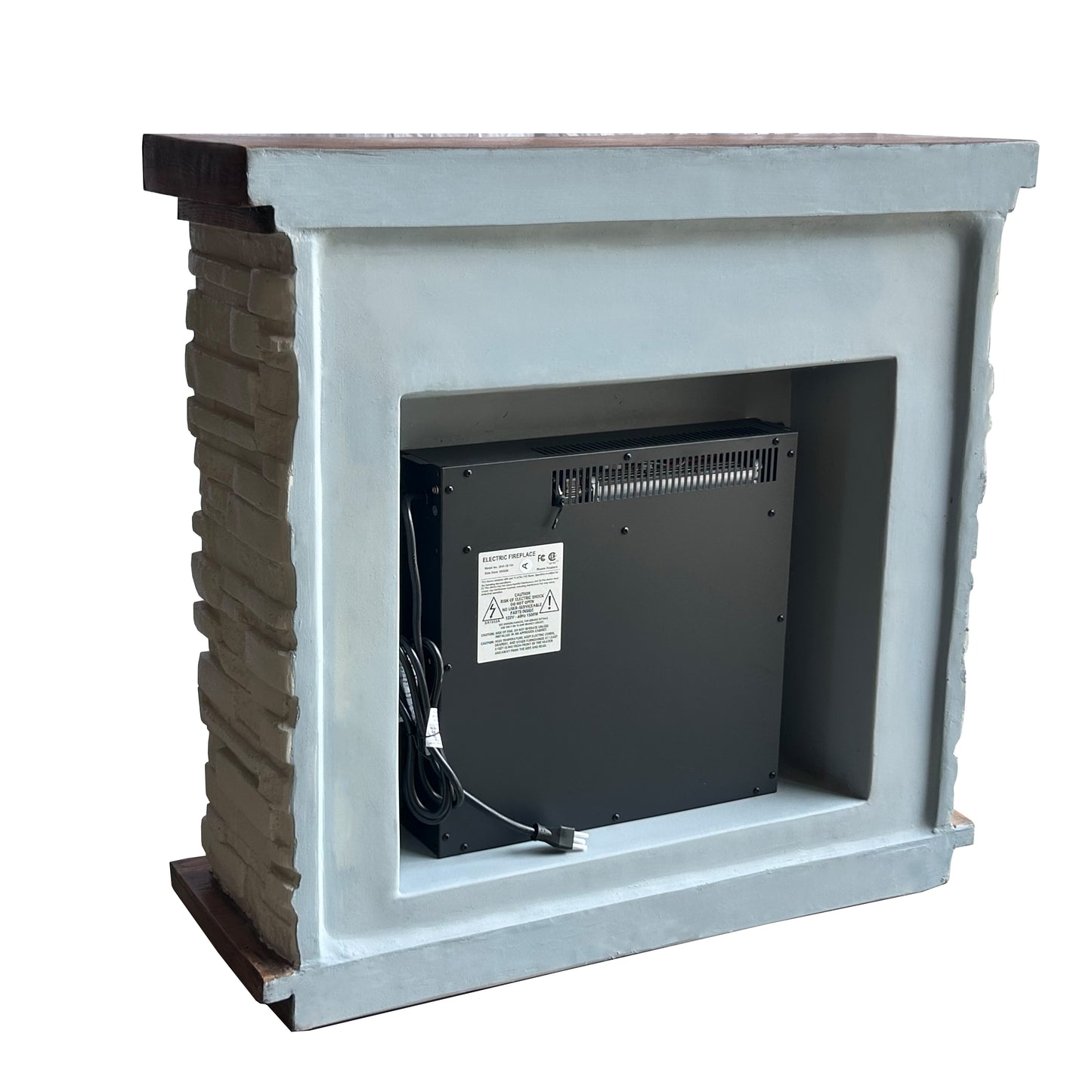 Festivo FFP26142 36" Electric Fireplace Mantel with Faux Brick-White Stone & Oak