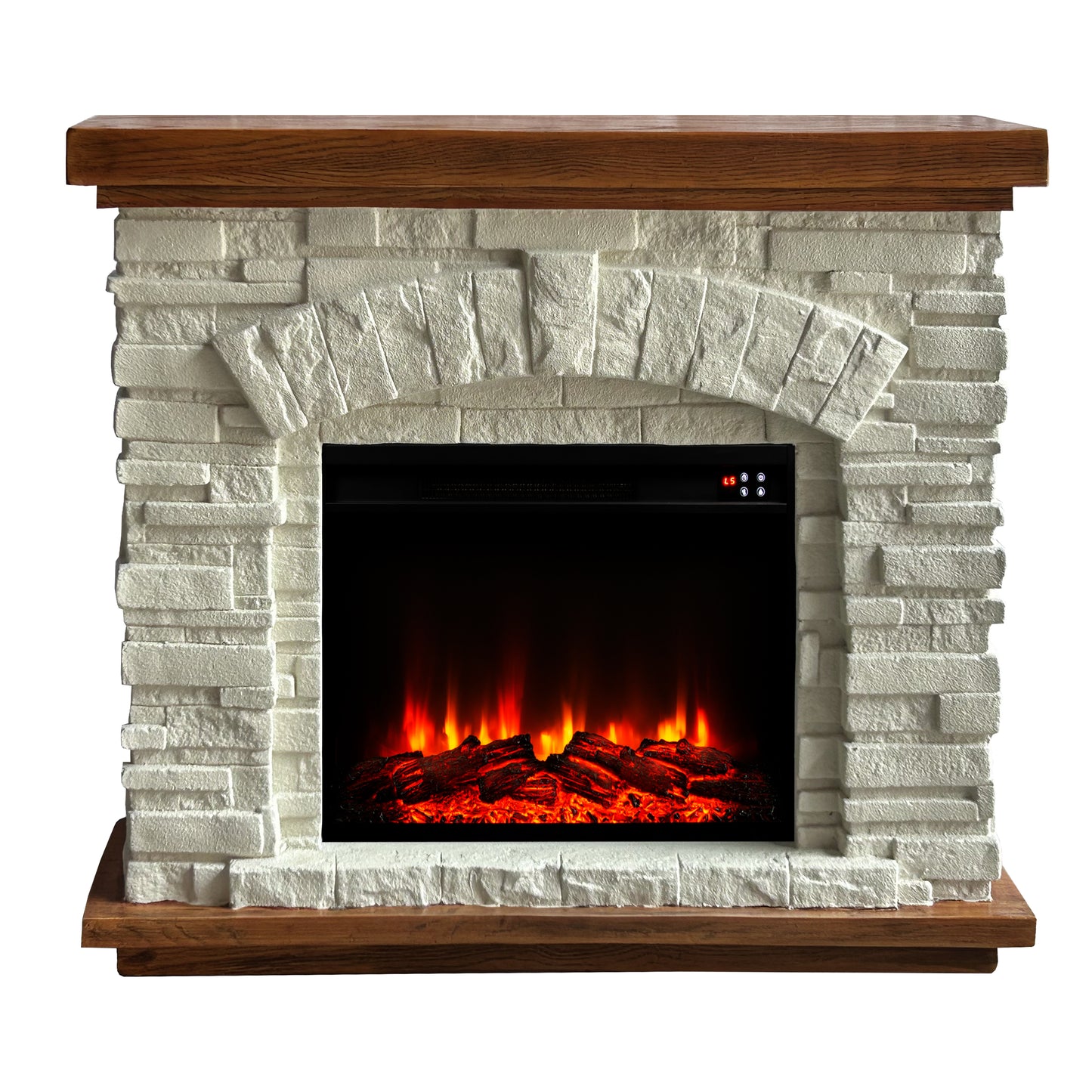 Festivo FFP26142 36" Electric Fireplace Mantel with Faux Brick-White Stone & Oak