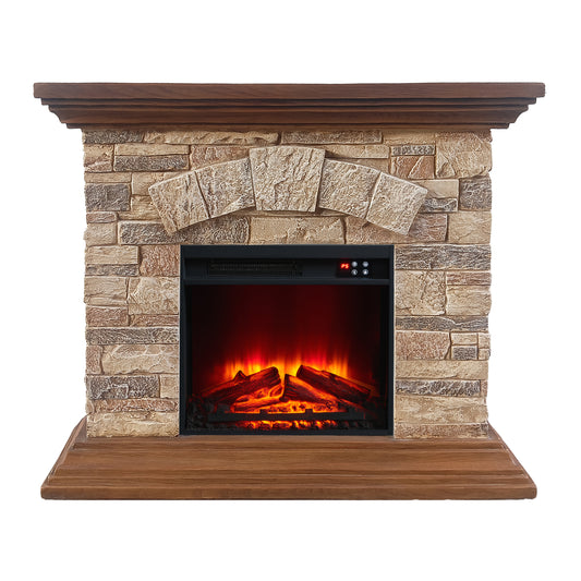 Festivo FFP26239 40" Electric Fireplace Mantel with Faux Brick-Brown
