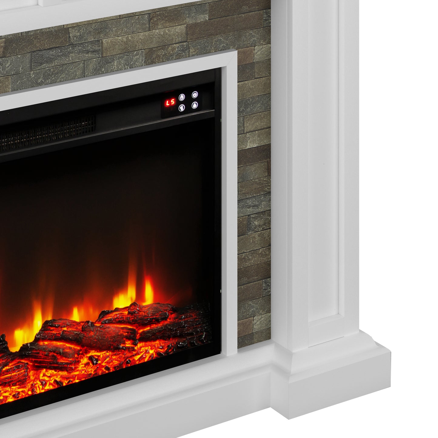 Festivo FFP26347 48" Electric Fireplace Mantel with Faux Brick-White