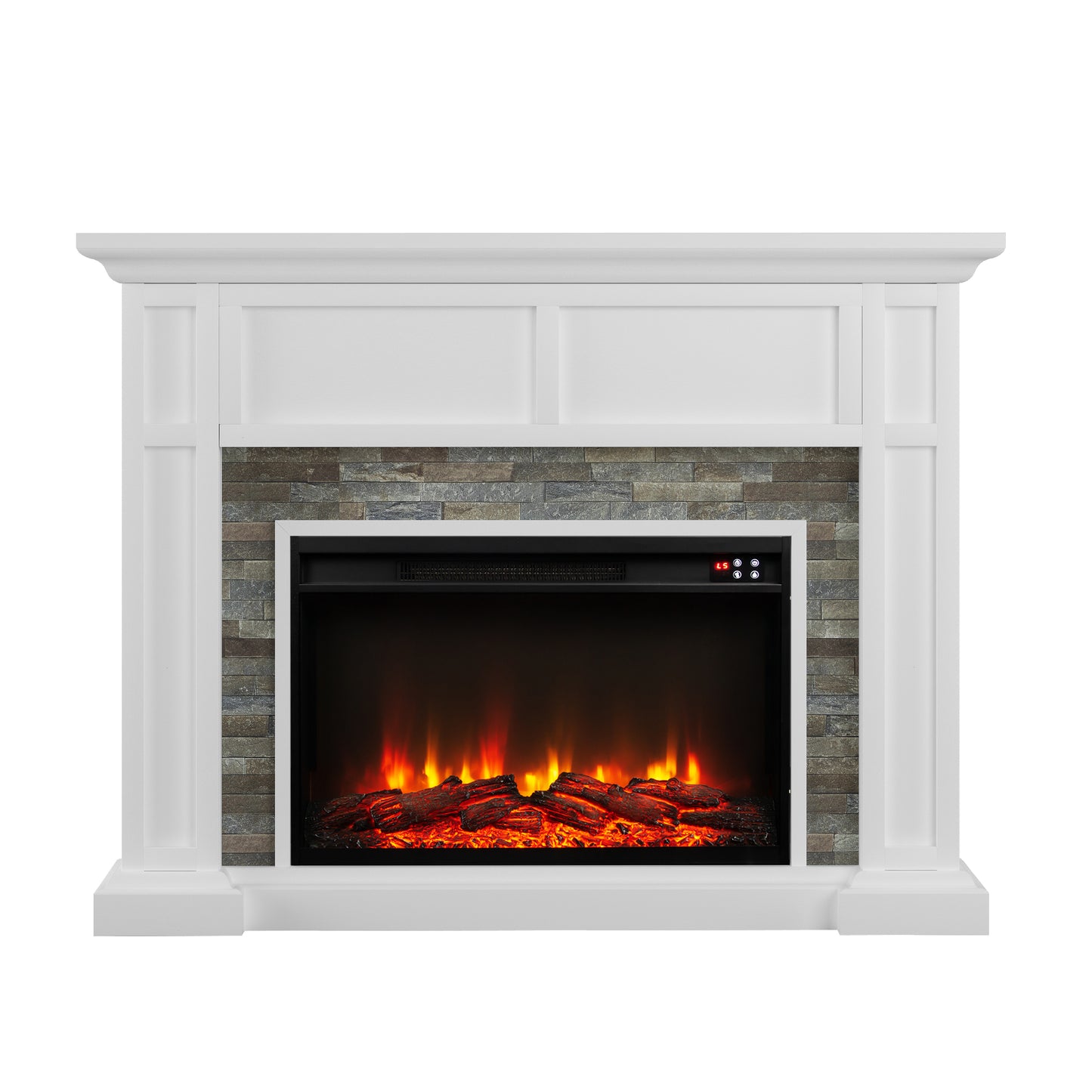 Festivo FFP26347 48" Electric Fireplace Mantel with Faux Brick-White