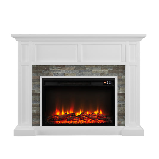 Festivo FFP26347 48" Electric Fireplace Mantel with Faux Brick-White