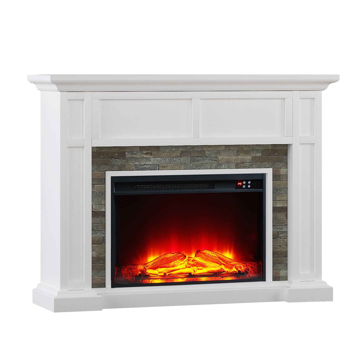 Festivo FFP26347 48" Electric Fireplace Mantel with Faux Brick-White