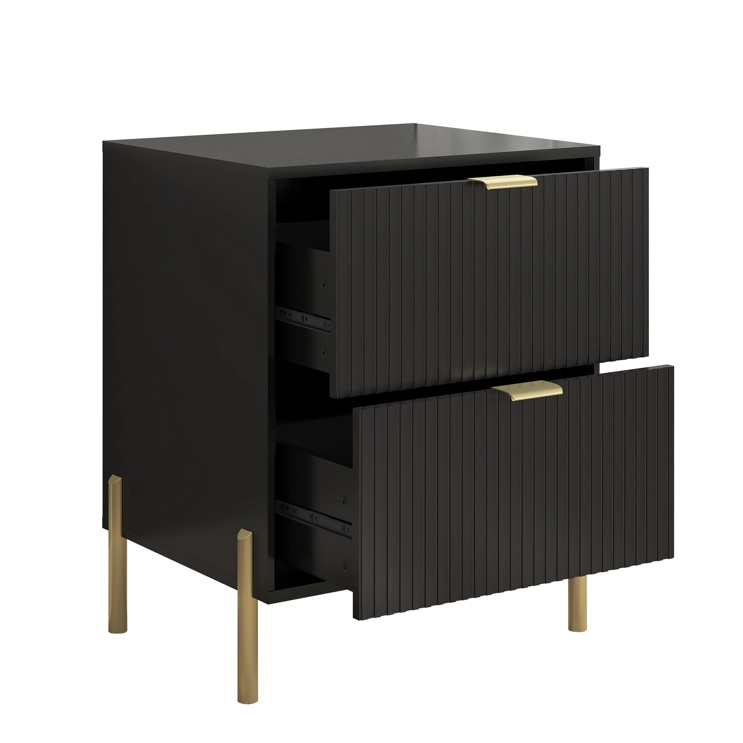 Festivo FNS23111 20.5" Bedroom Nightstands with 2 Drawers-Black