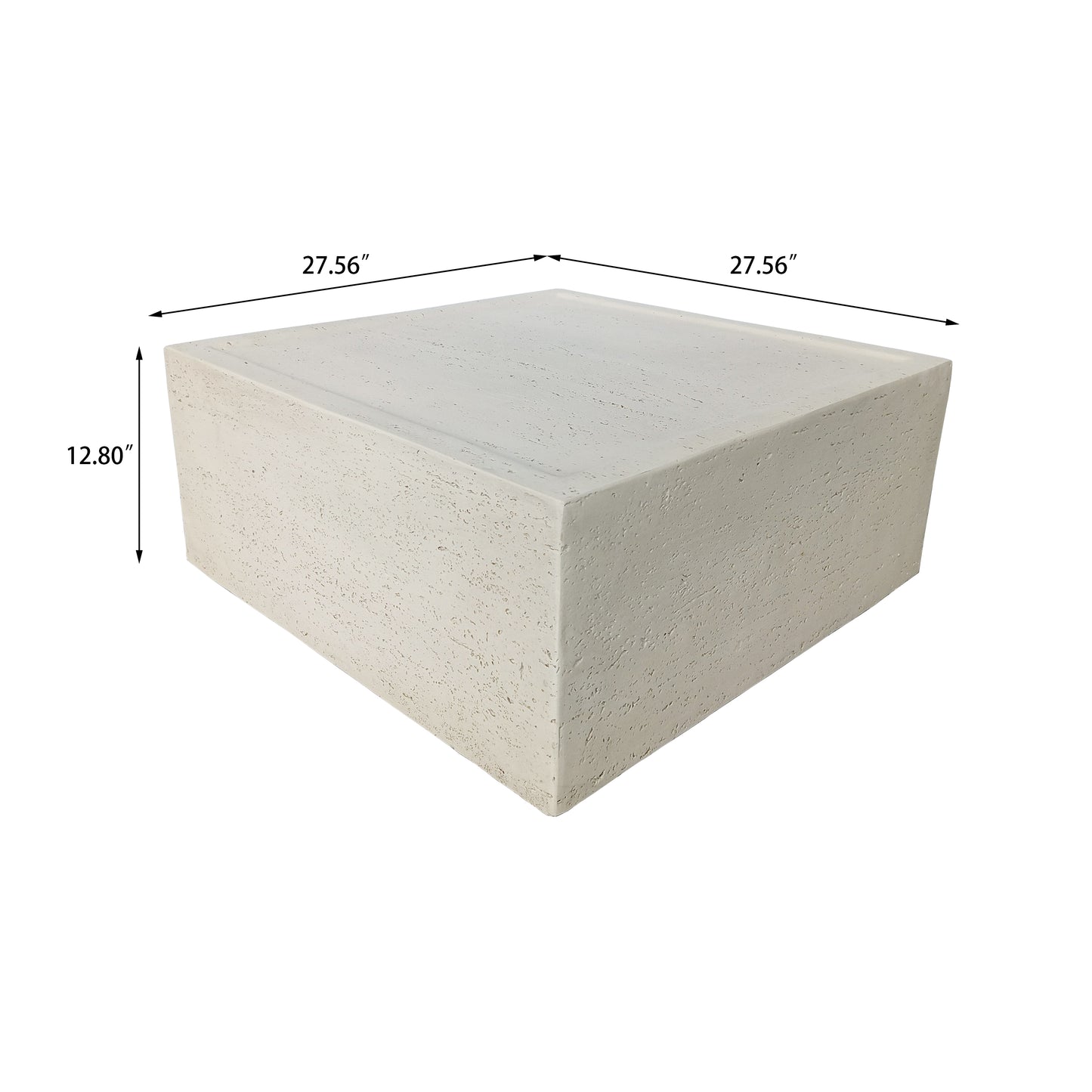 Festivo FST25121 28" Square MGO Coffee Table with a Natural Stone-Look Finish-Ivory Travertine