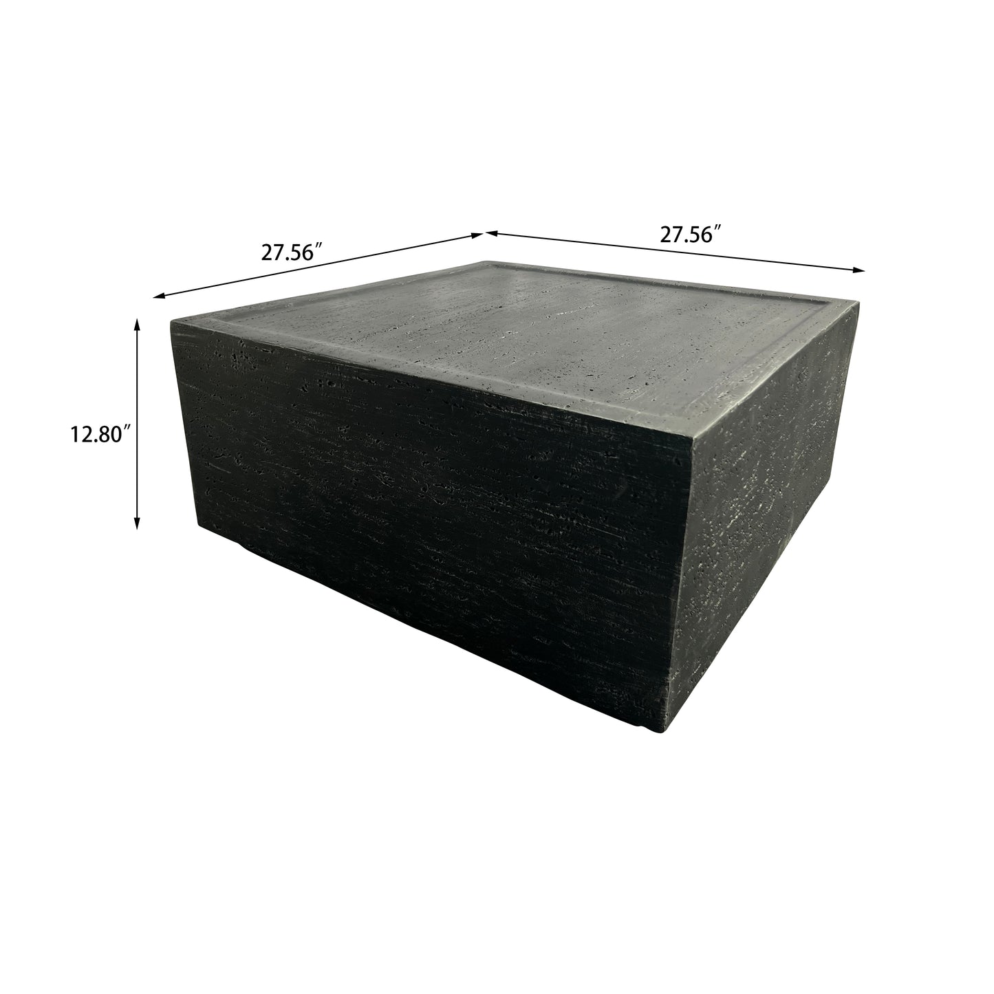 Festivo FST25122 28" Square MGO Coffee Table with a Natural Stone-Look Finish-Black Travertine