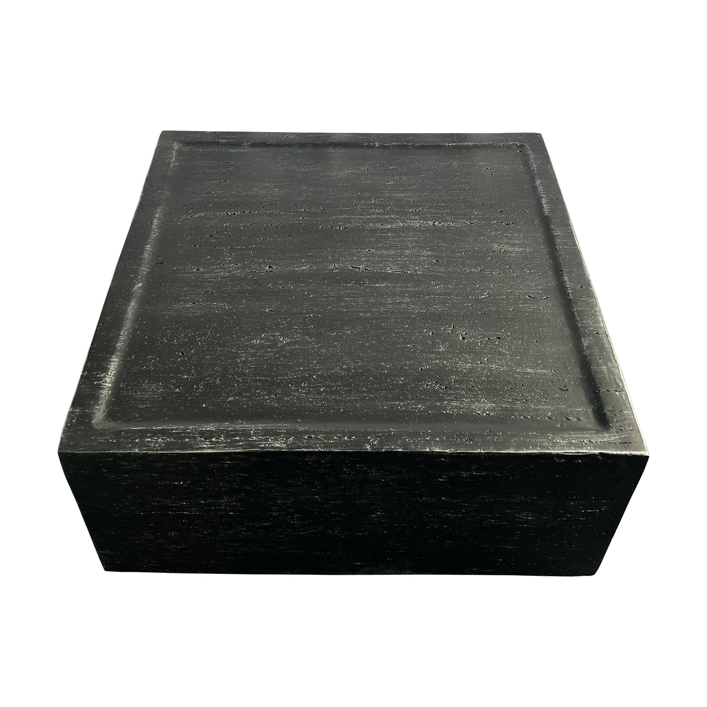 Festivo FST25122 28" Square MGO Coffee Table with a Natural Stone-Look Finish-Black Travertine
