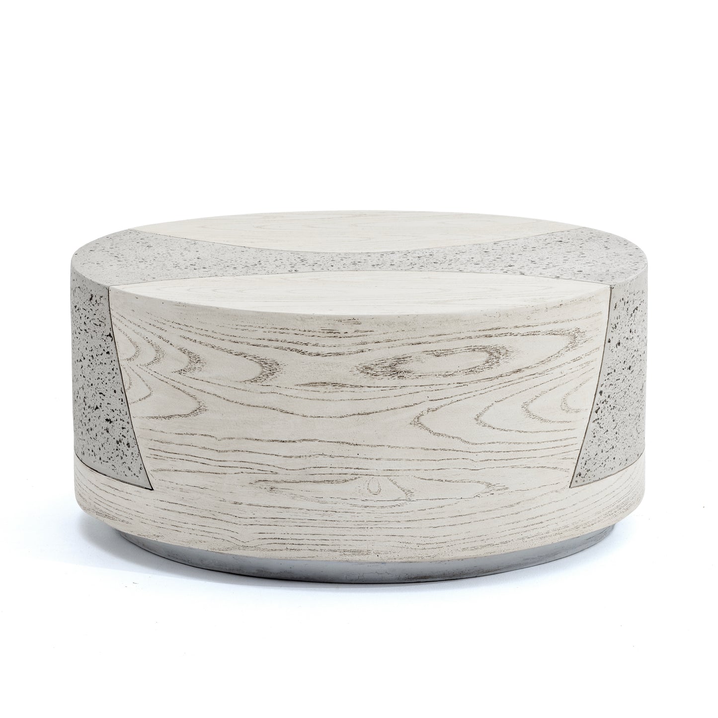 Festivo FST25131 28" Round MGO Coffee Table with a Natural Stone & Wood-Look Finish-Ivory Oak Travertine