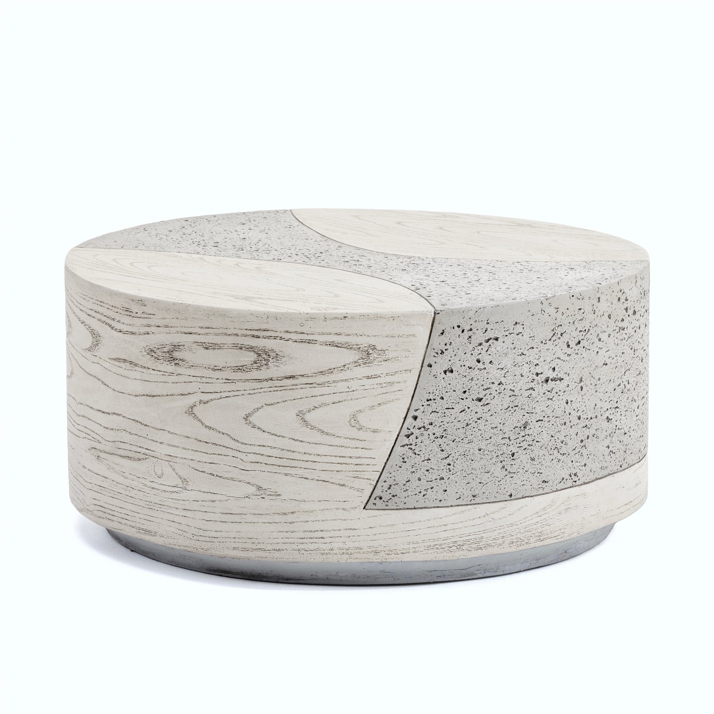 Festivo FST25131 28" Round MGO Coffee Table with a Natural Stone & Wood-Look Finish-Ivory Oak Travertine