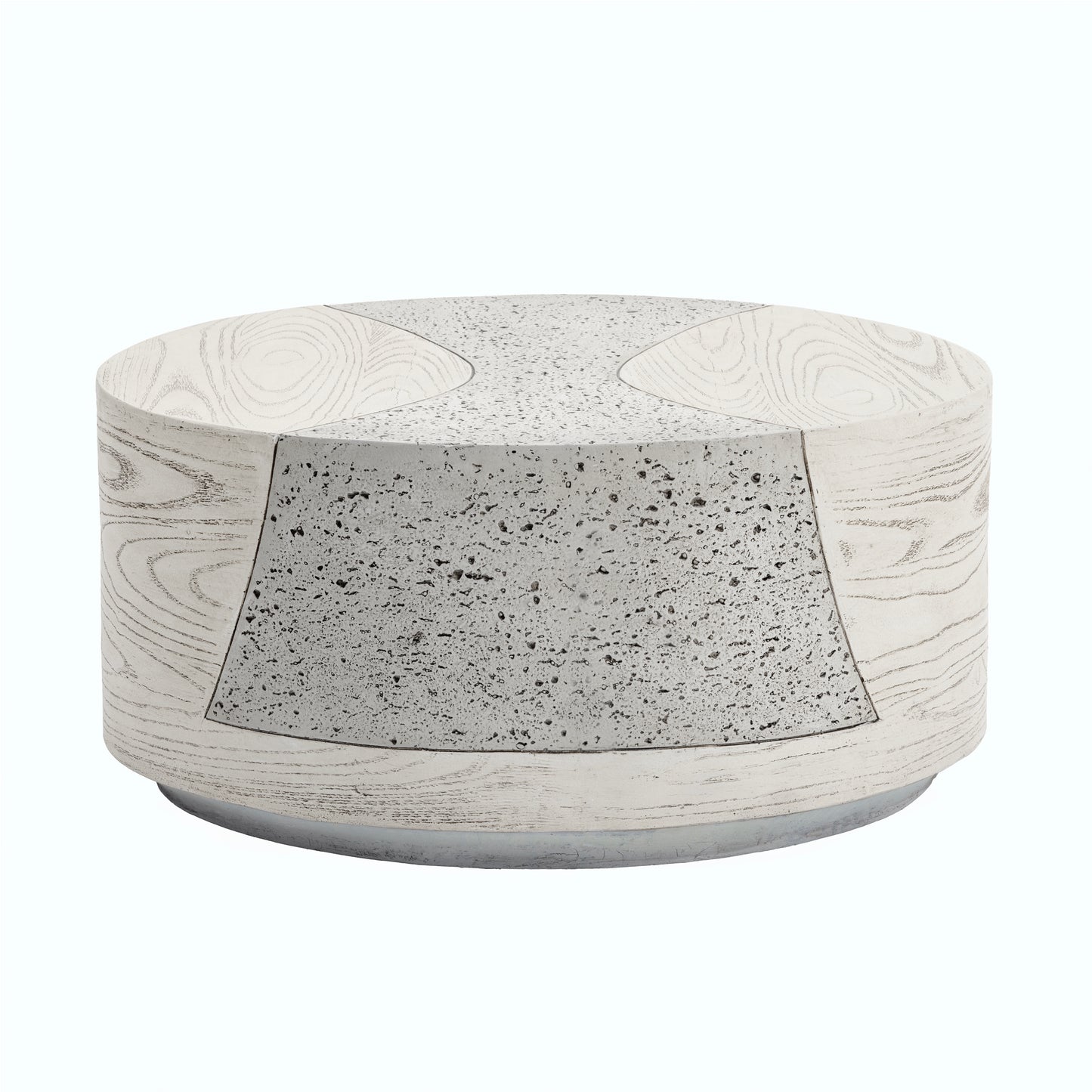 Festivo FST25131 28" Round MGO Coffee Table with a Natural Stone & Wood-Look Finish-Ivory Oak Travertine