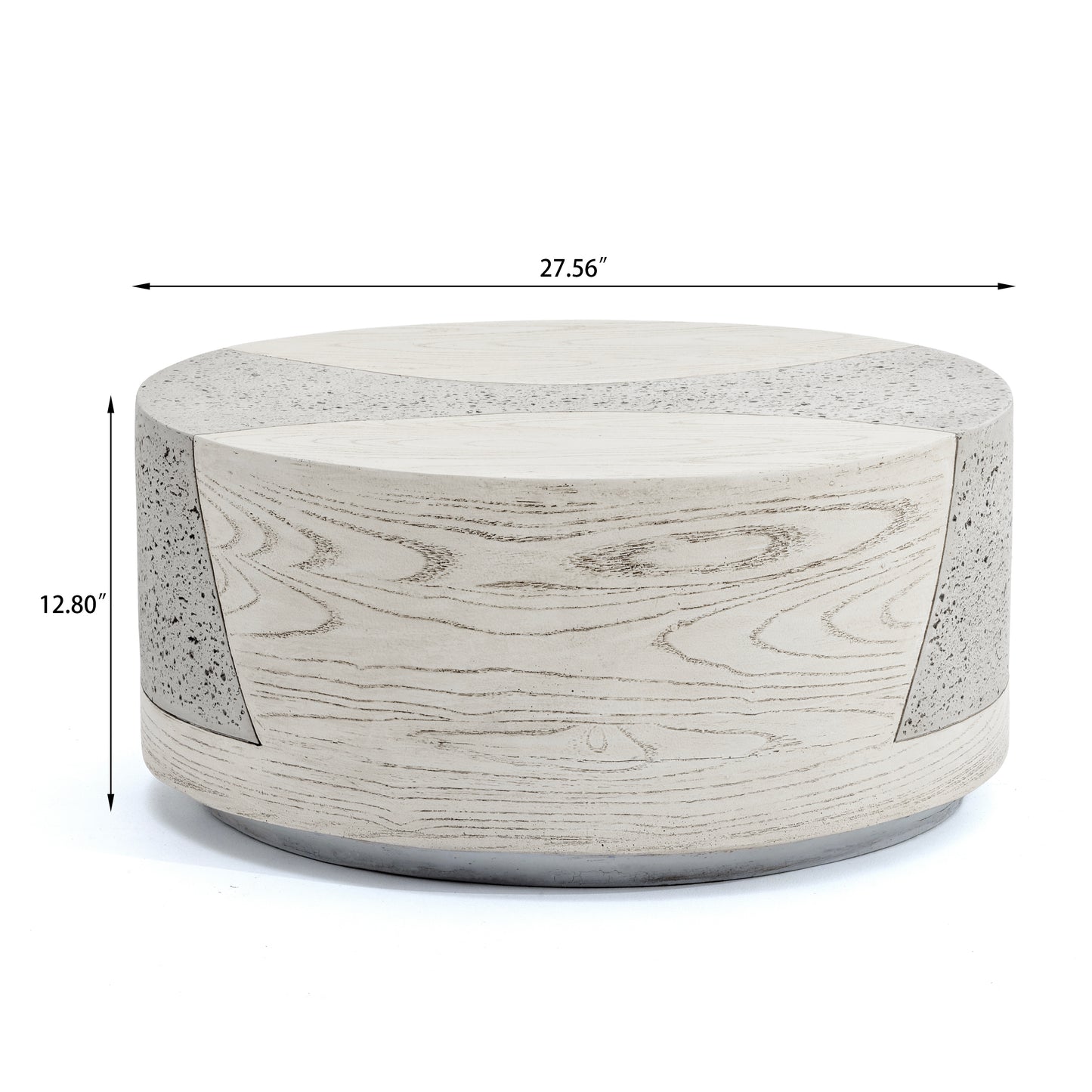 Festivo FST25131 28" Round MGO Coffee Table with a Natural Stone & Wood-Look Finish-Ivory Oak Travertine
