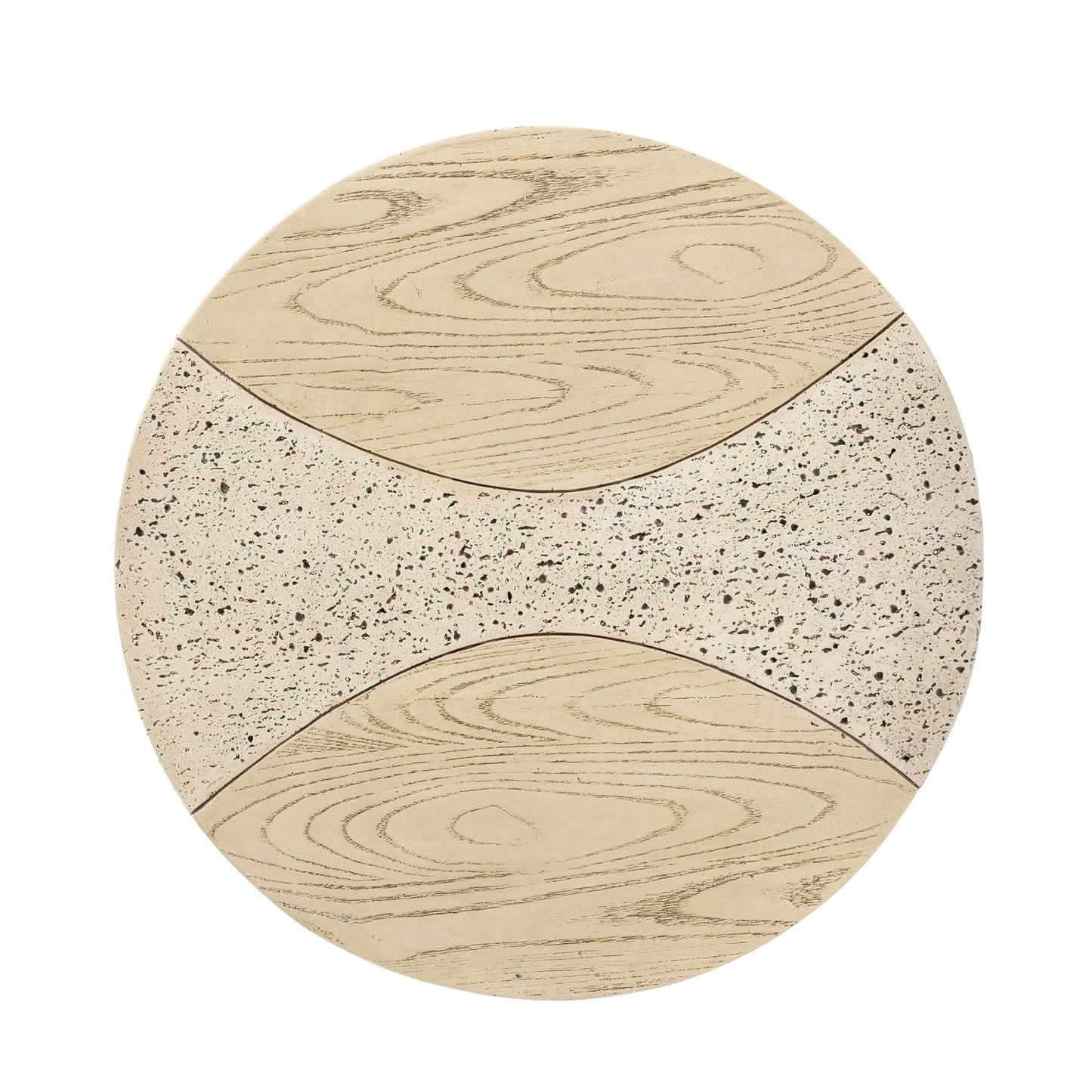 Festivo FST25132 28" Round MGO Coffee Table with a Natural Stone & Wood-Look Finish-Sahara Oak Travertine
