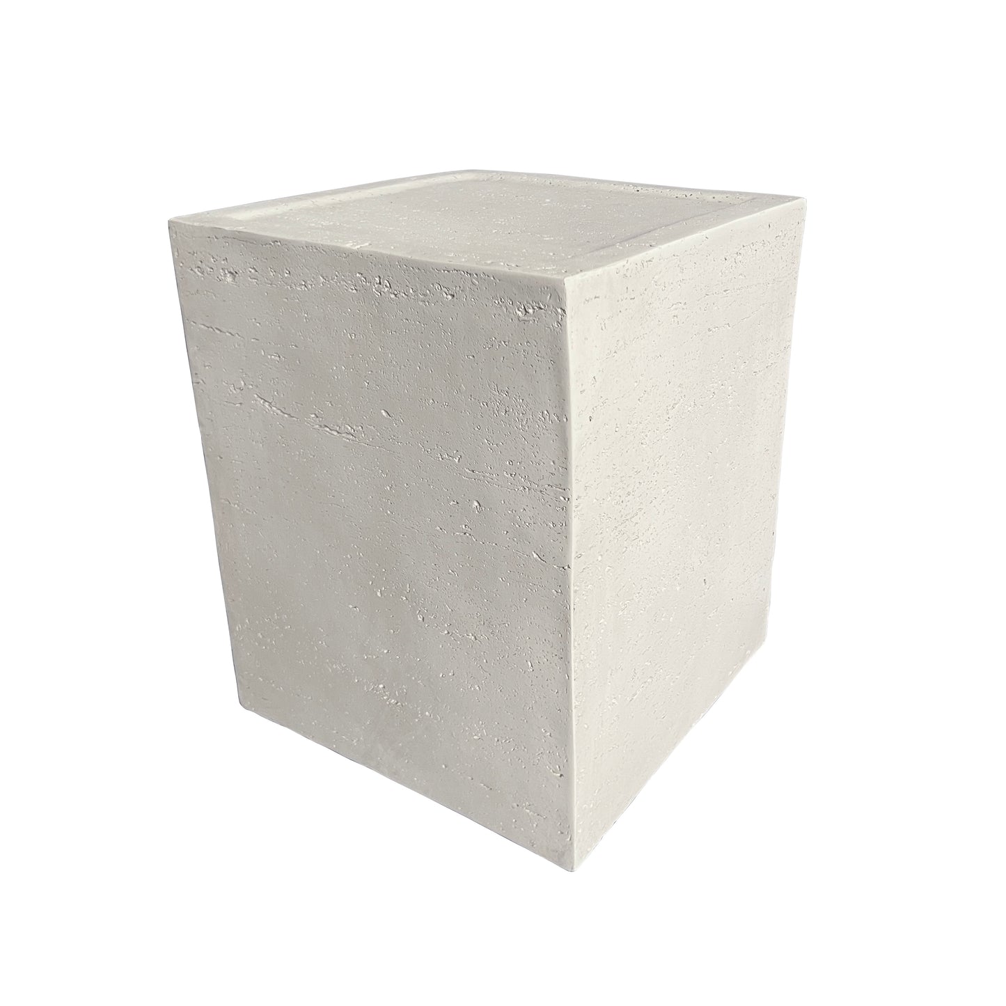 Festivo FST25151 14" Square MGO Side/End Table with a Natural Stone-Look Finish-Ivory Travertine