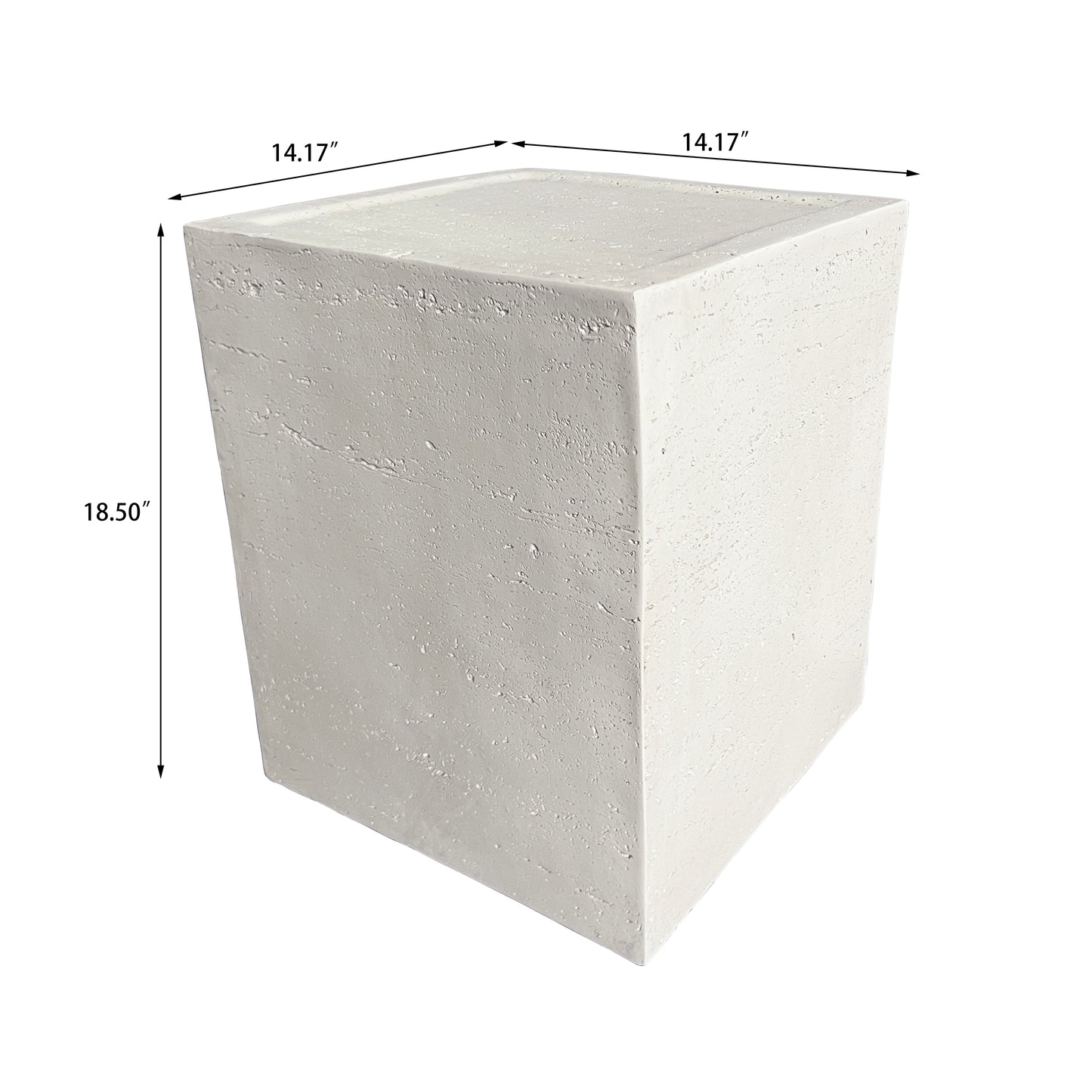Festivo FST25151 14" Square MGO Side/End Table with a Natural Stone-Look Finish-Ivory Travertine