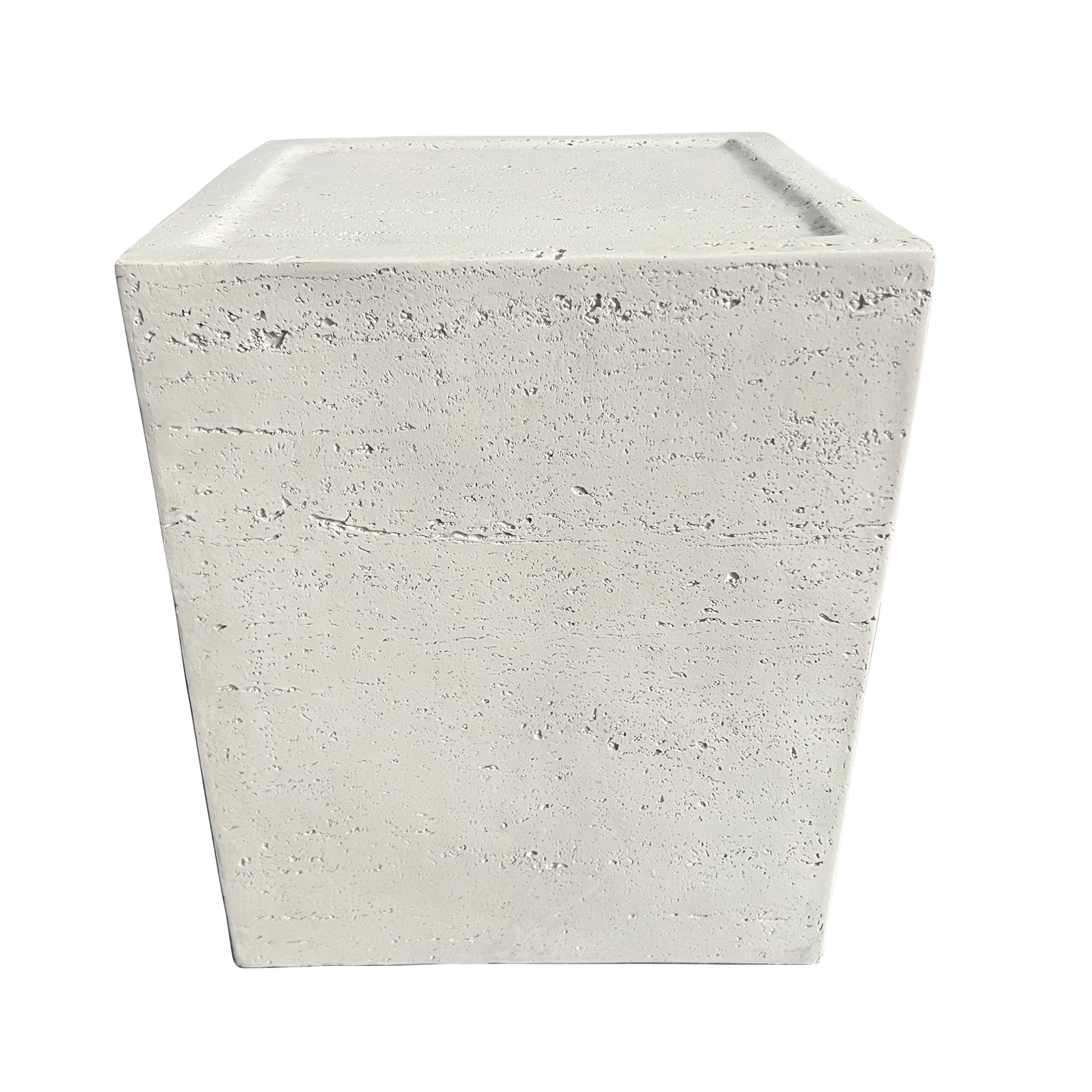 Festivo FST25151 14" Square MGO Side/End Table with a Natural Stone-Look Finish-Ivory Travertine