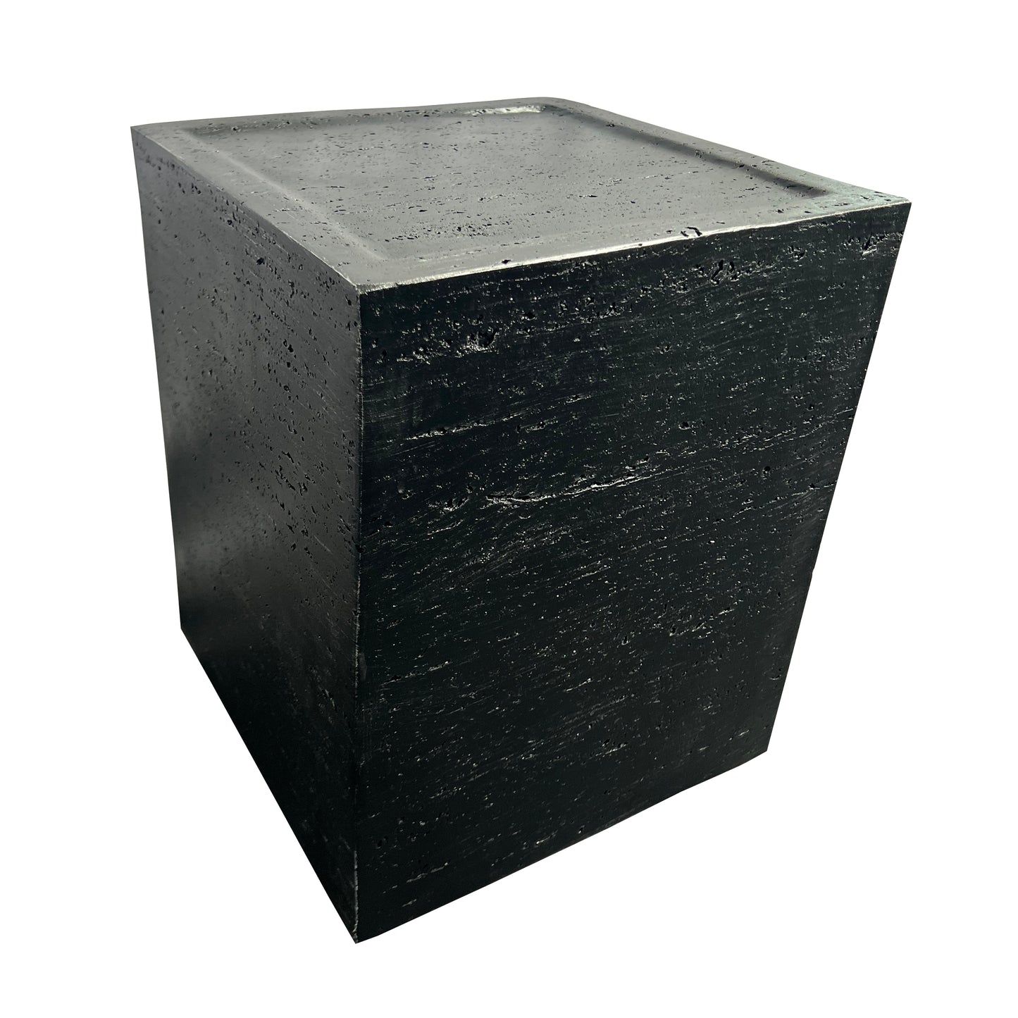Festivo FST25152 14" Square MGO Side/End Table with a Natural Stone-Look Finish- Black Travertine