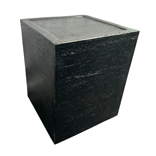 Festivo FST25152 14" Square MGO Side/End Table with a Natural Stone-Look Finish- Black Travertine