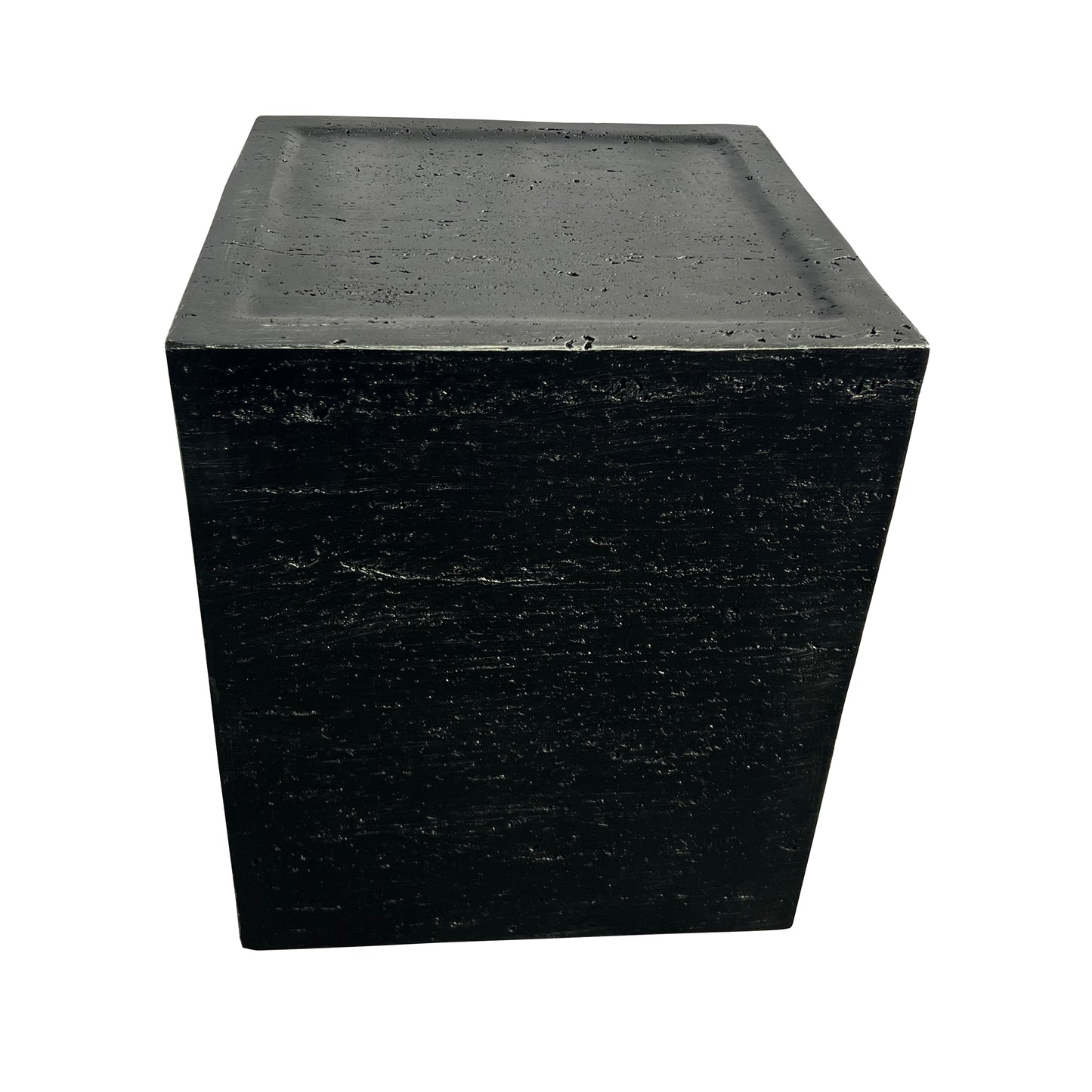 Festivo FST25152 14" Square MGO Side/End Table with a Natural Stone-Look Finish- Black Travertine