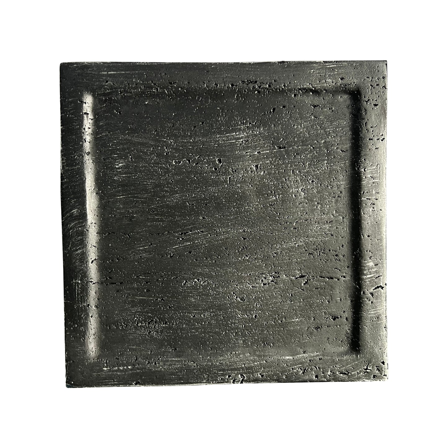Festivo FST25152 14" Square MGO Side/End Table with a Natural Stone-Look Finish- Black Travertine