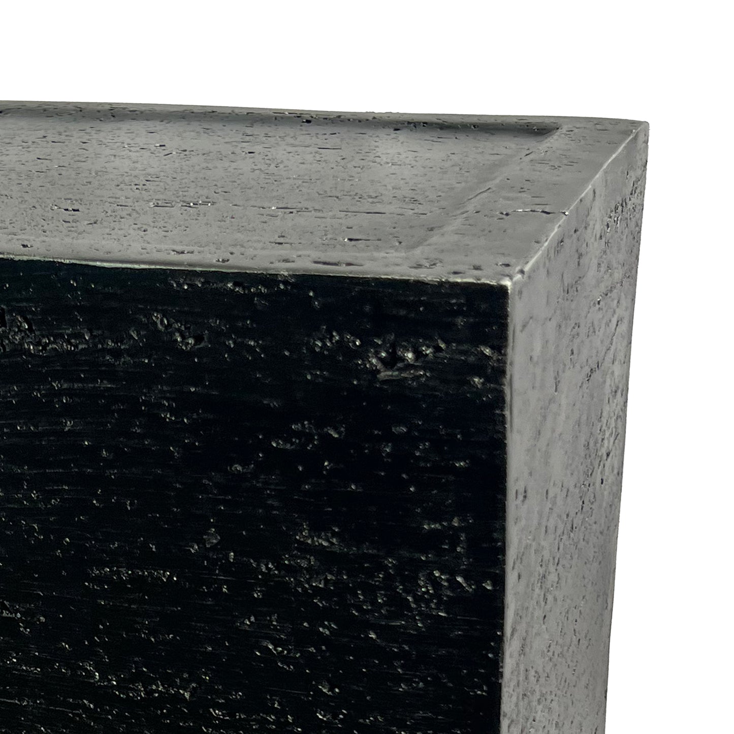 Festivo FST25152 14" Square MGO Side/End Table with a Natural Stone-Look Finish- Black Travertine