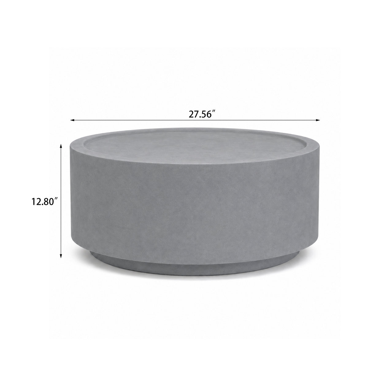 Festivo FCT26132 28" Round MGO Coffee Table with a Natural Stone-Look Finish-Cement Gray