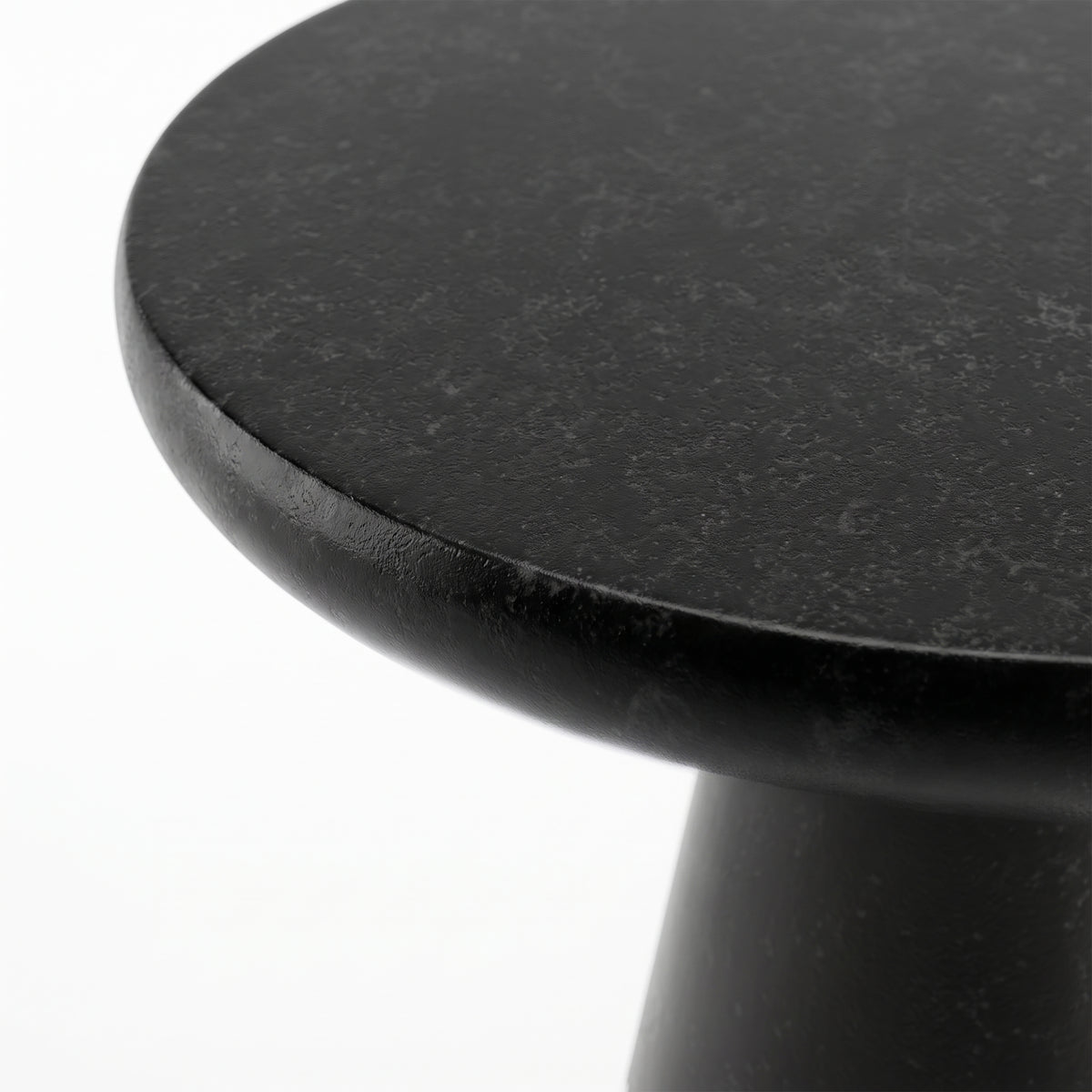 Festivo FST26161 16.14" Round Pedestal MGO Side/End Table with a Natural Stone-Look Finish-Gloss Ceramic Black