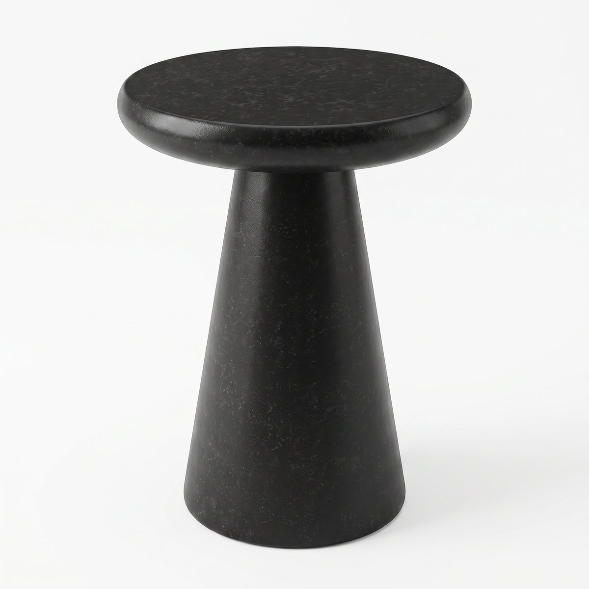 Festivo FST26161 16.14" Round Pedestal MGO Side/End Table with a Natural Stone-Look Finish-Gloss Ceramic Black