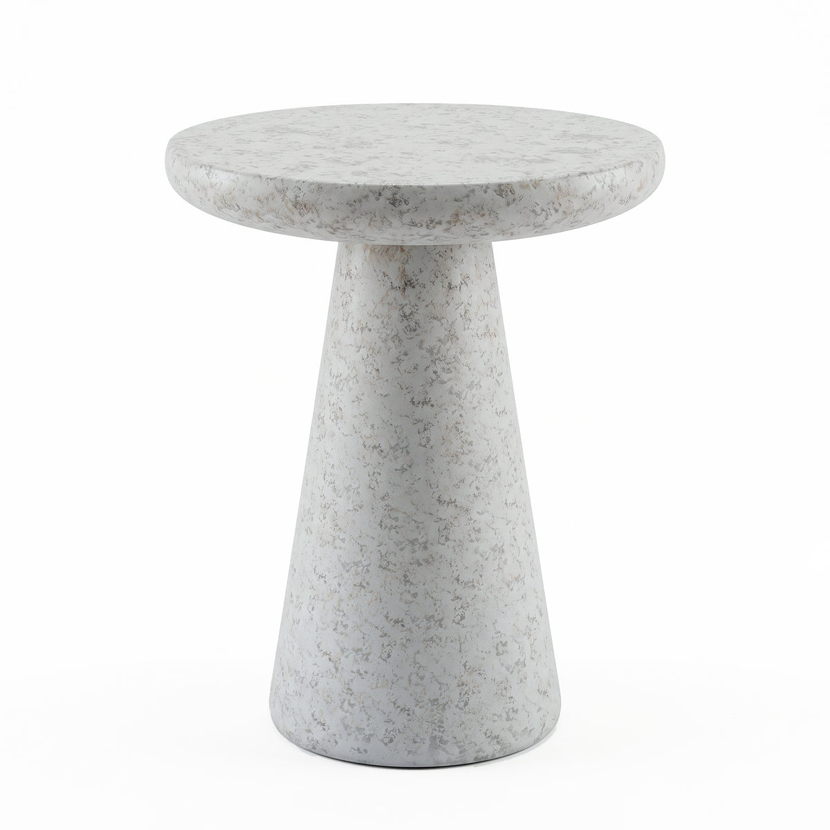 Festivo FST26162 16.14" Round Pedestal MGO Side/End Table with a Natural Stone-Look Finish-Cloud Ceramic White