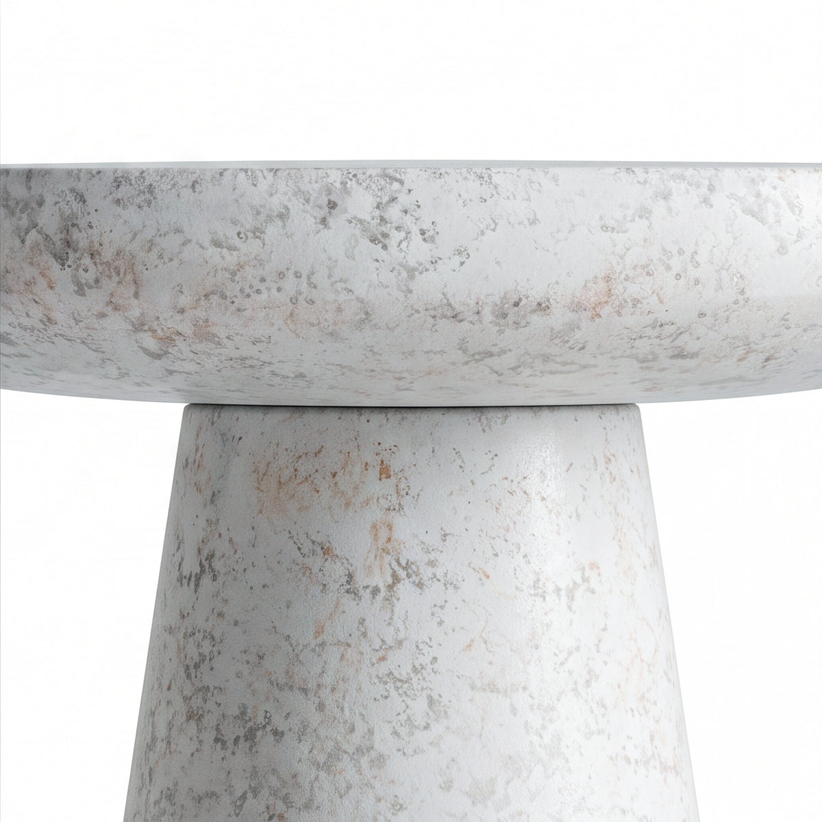 Festivo FST26162 16.14" Round Pedestal MGO Side/End Table with a Natural Stone-Look Finish-Cloud Ceramic White