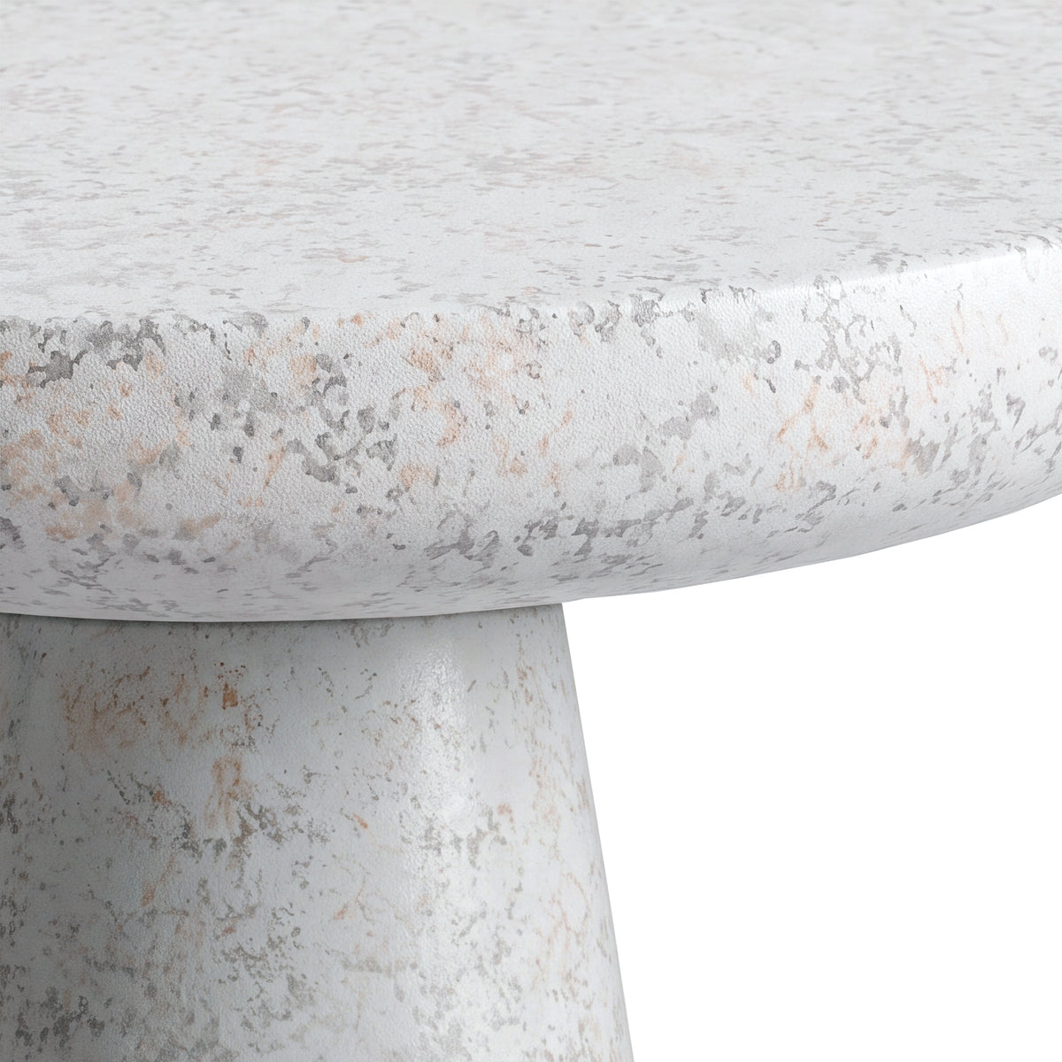 Festivo FST26162 16.14" Round Pedestal MGO Side/End Table with a Natural Stone-Look Finish-Cloud Ceramic White