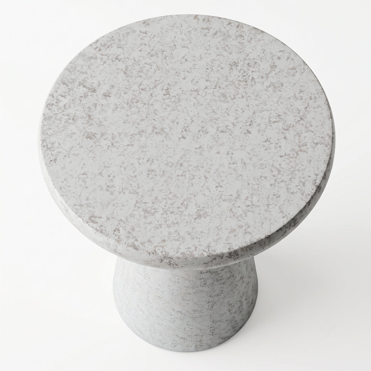 Festivo FST26162 16.14" Round Pedestal MGO Side/End Table with a Natural Stone-Look Finish-Cloud Ceramic White